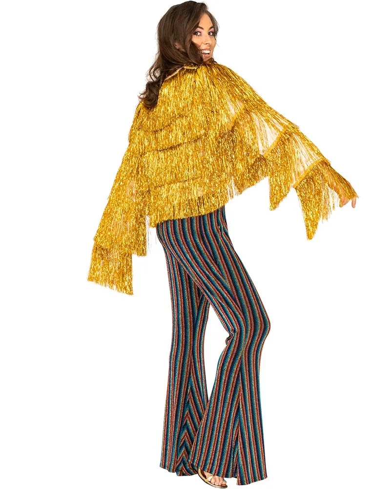 70s Funky Fringe Gold Disco Womens Jacket