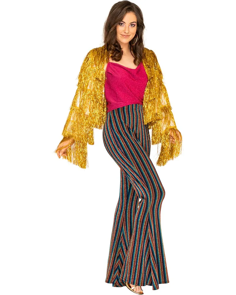 70s Funky Fringe Gold Disco Womens Jacket