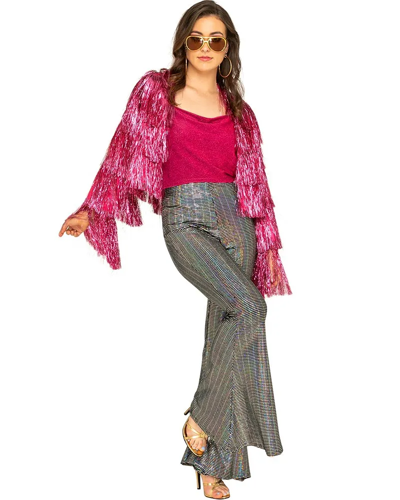 70s Funky Fringe Pink Disco Plus Size Womens Jacket