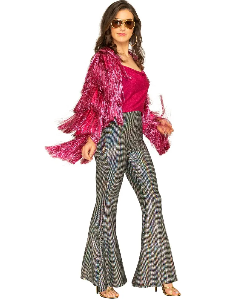 70s Funky Fringe Pink Disco Plus Size Womens Jacket
