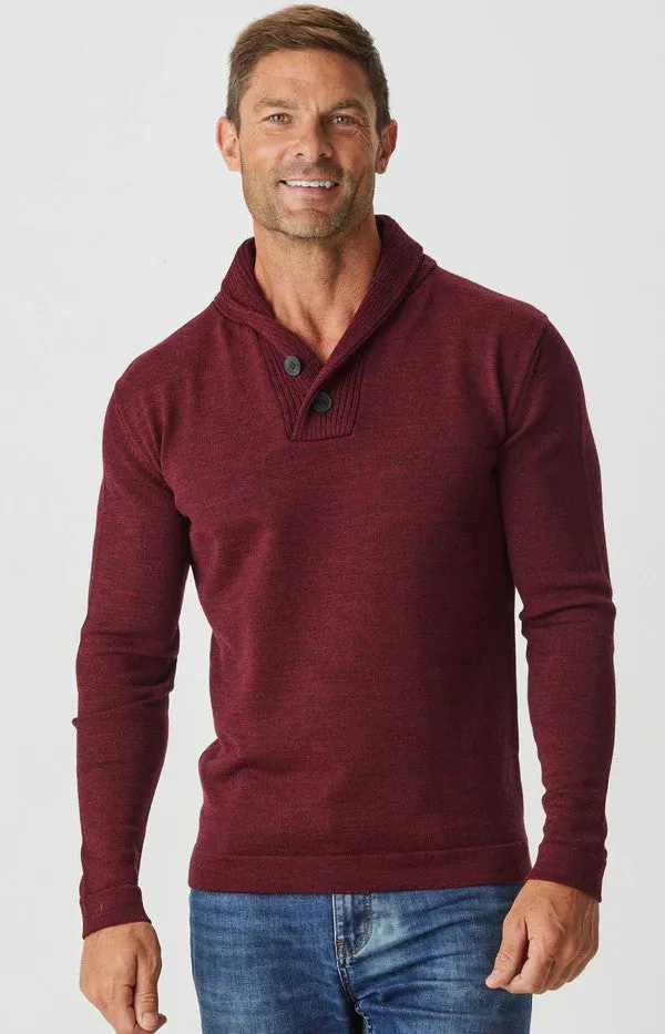 Aklanda - Shawl Collar Sweater - Marine Blue | Mushroom | Berry
