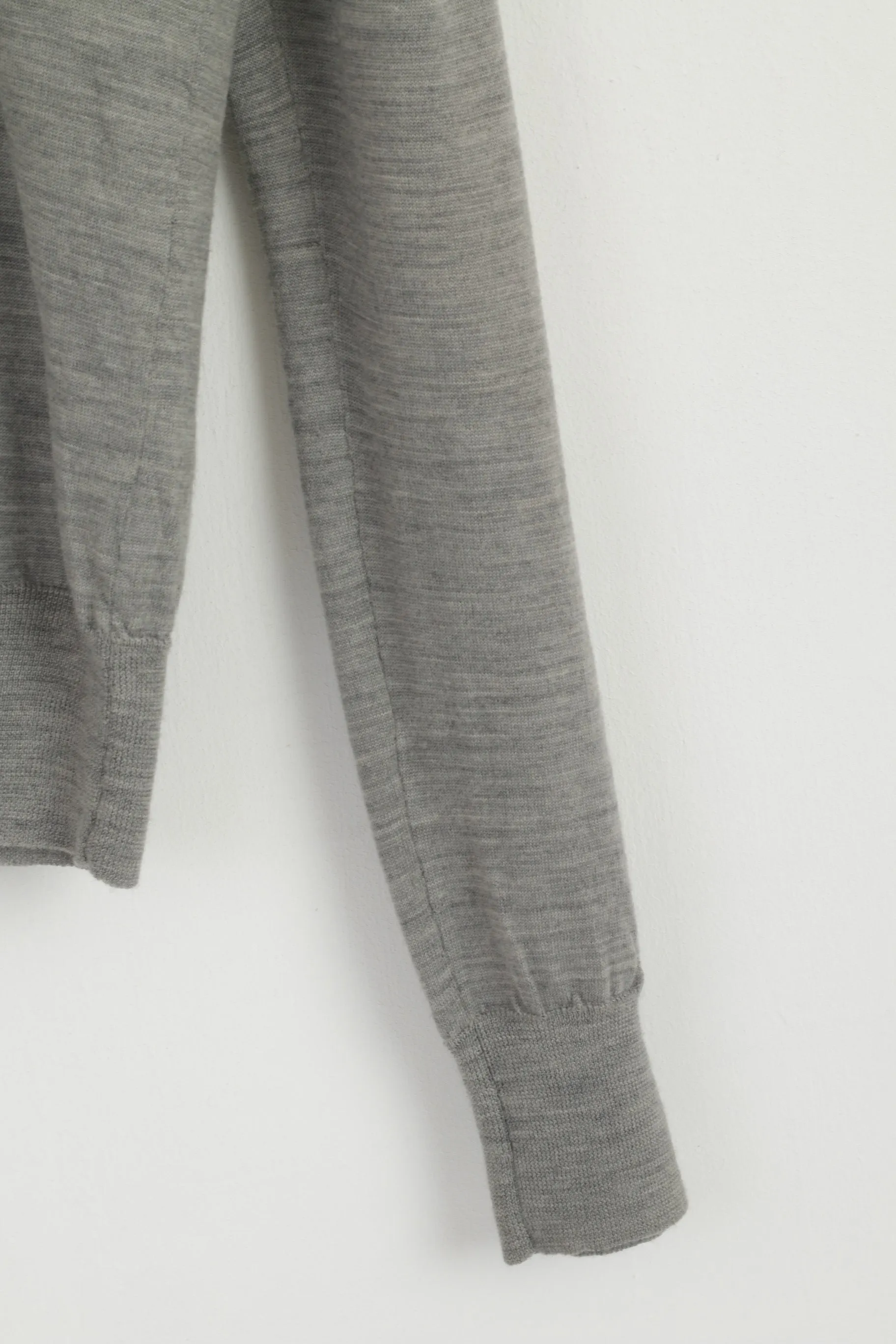 Allsaints Men XL (L) Jumper Light Grey V Neck Merino Wool Soft Light Sweater