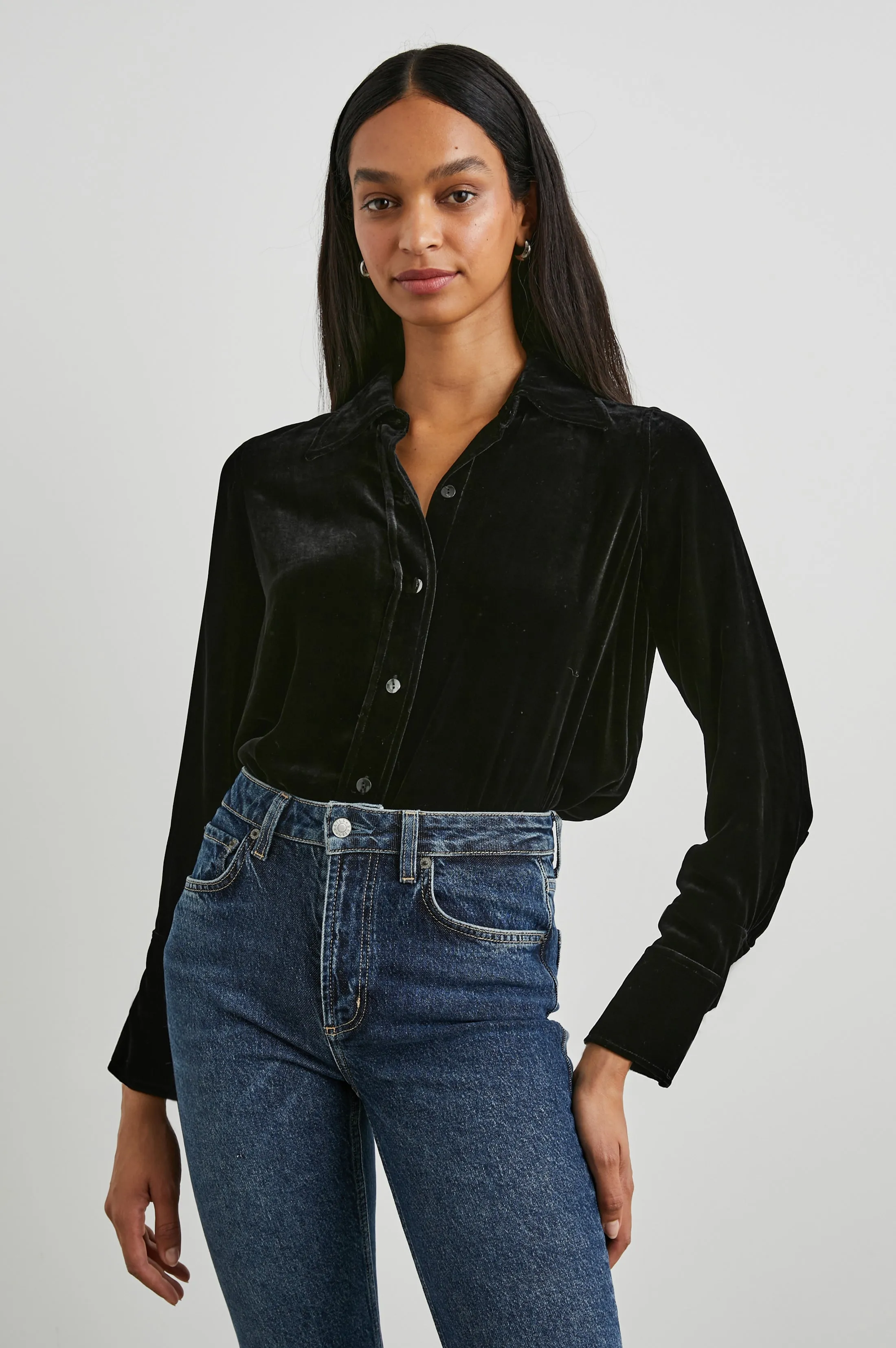 ANDREA TOP - BLACK VELVET Rails