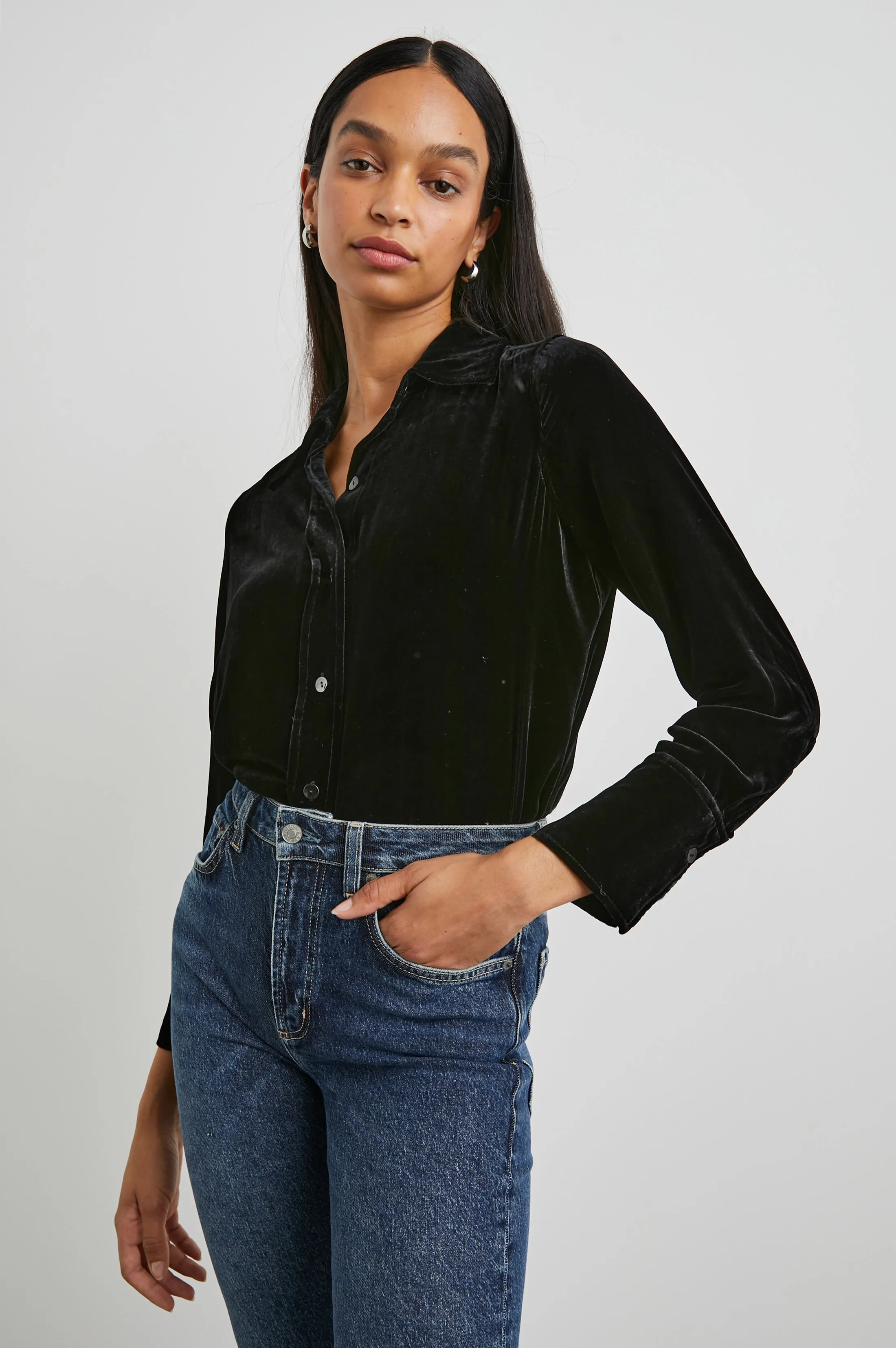 ANDREA TOP - BLACK VELVET Rails