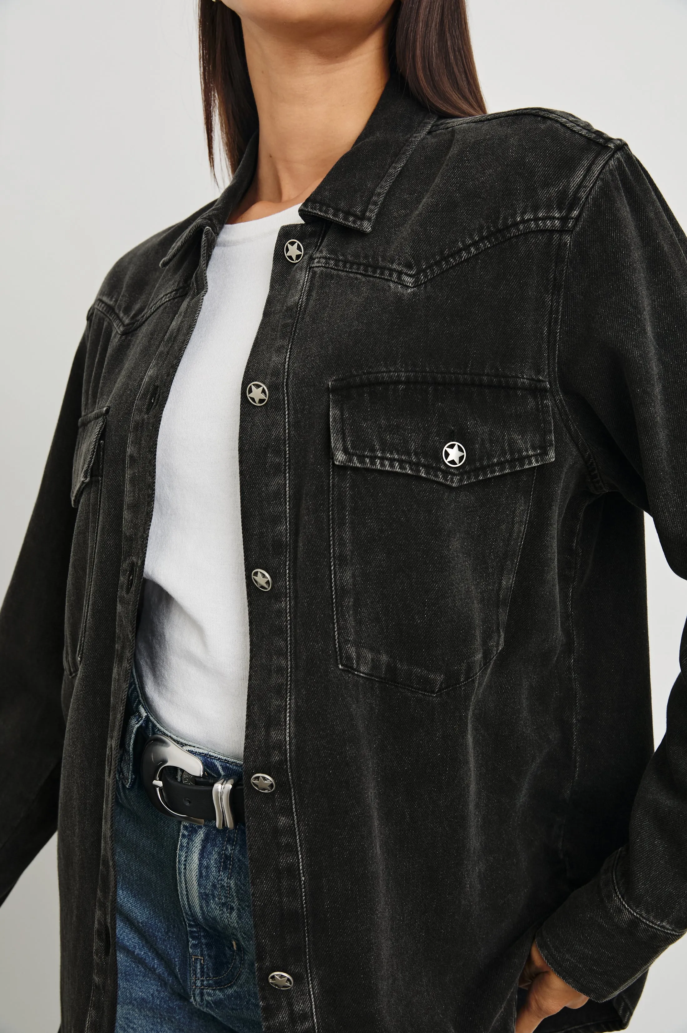 AUGUST SHIRT JACKET - FADED BLACK Rails