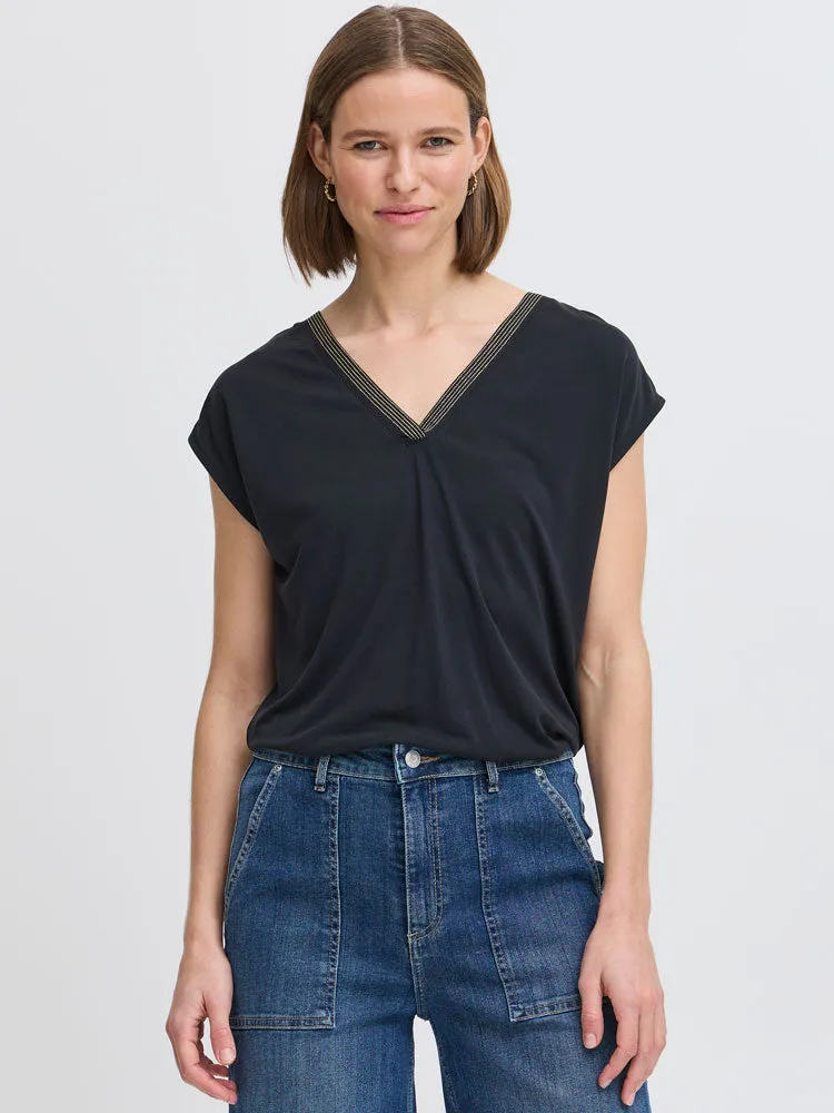 B Young ByPerl T-Shirt with Neck Detail Black