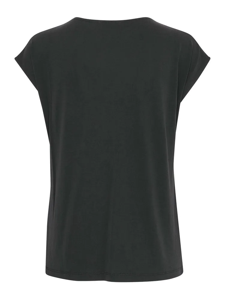B Young ByPerl T-Shirt with Neck Detail Black