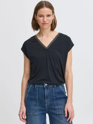 B Young ByPerl T-Shirt with Neck Detail Black