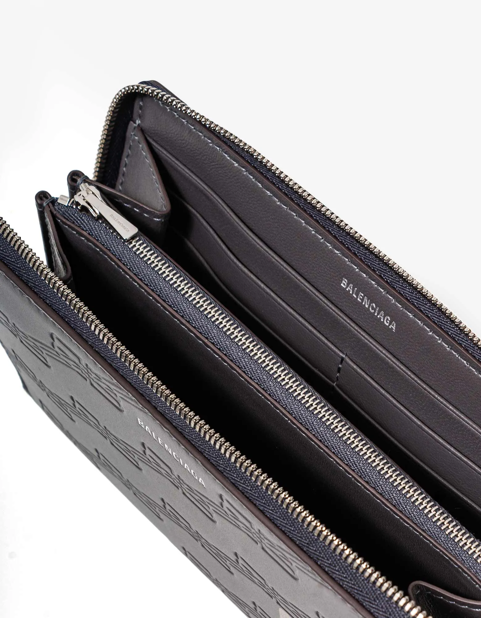 Balenciaga Dark Grey BB Monogram Continental Wallet