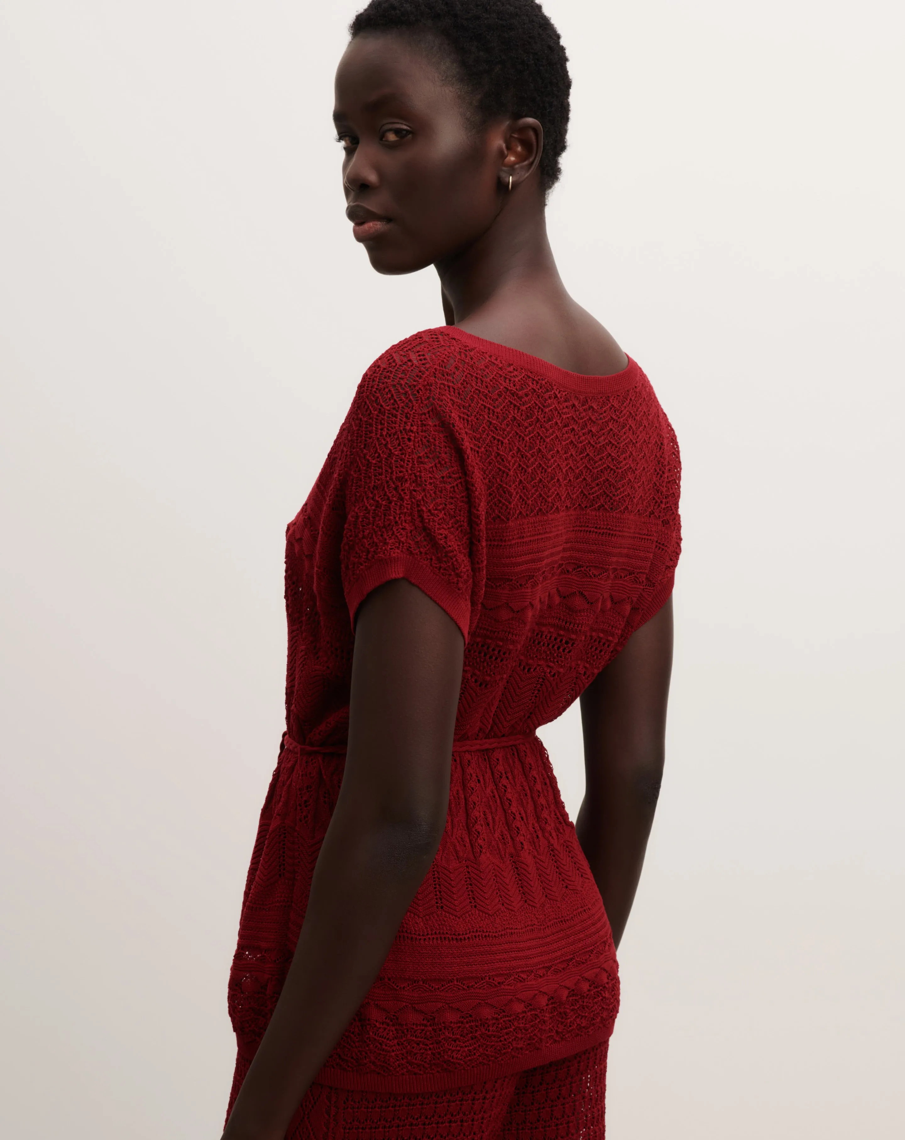 Belted pointelle top Eric Bompard