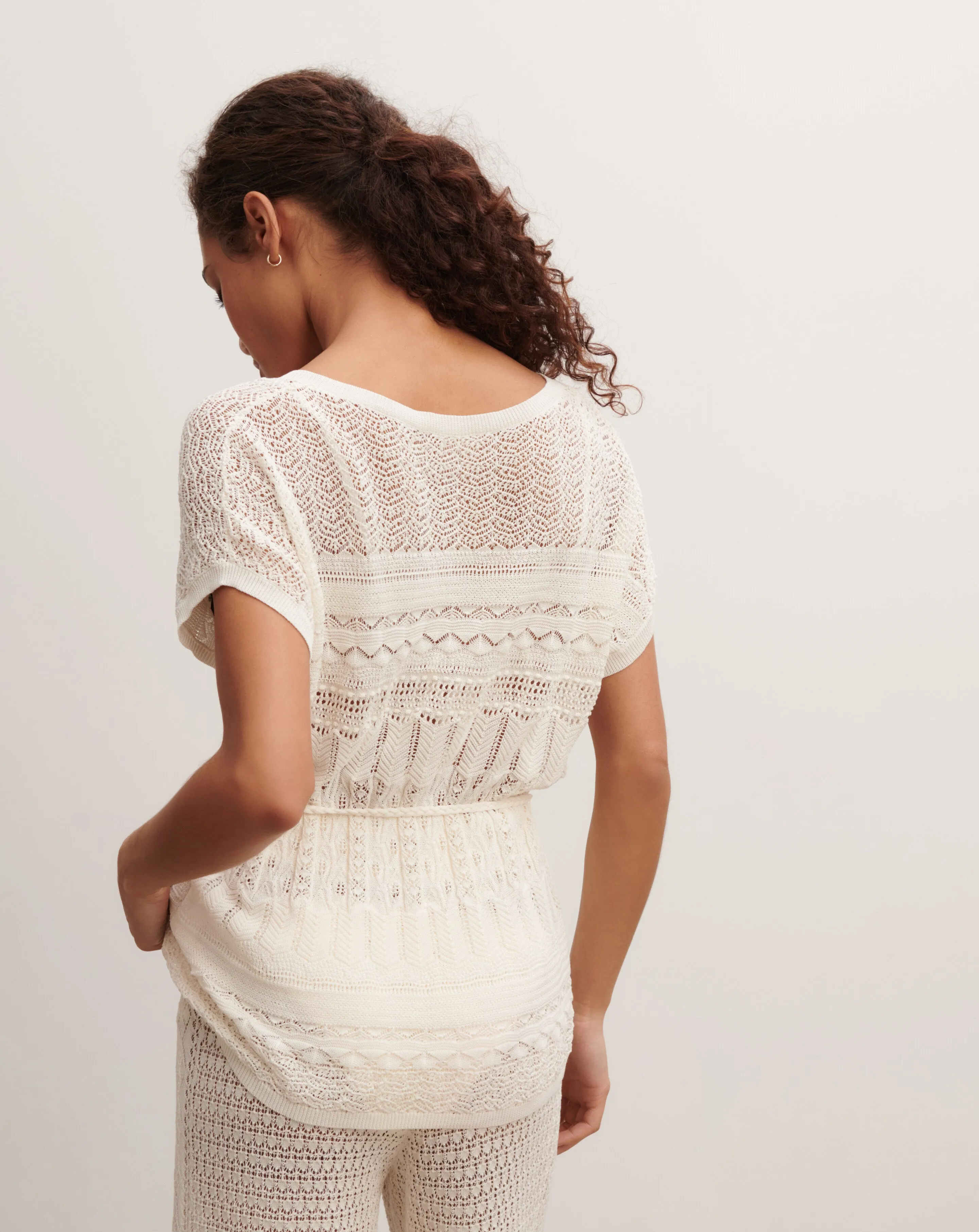 Belted pointelle top Eric Bompard