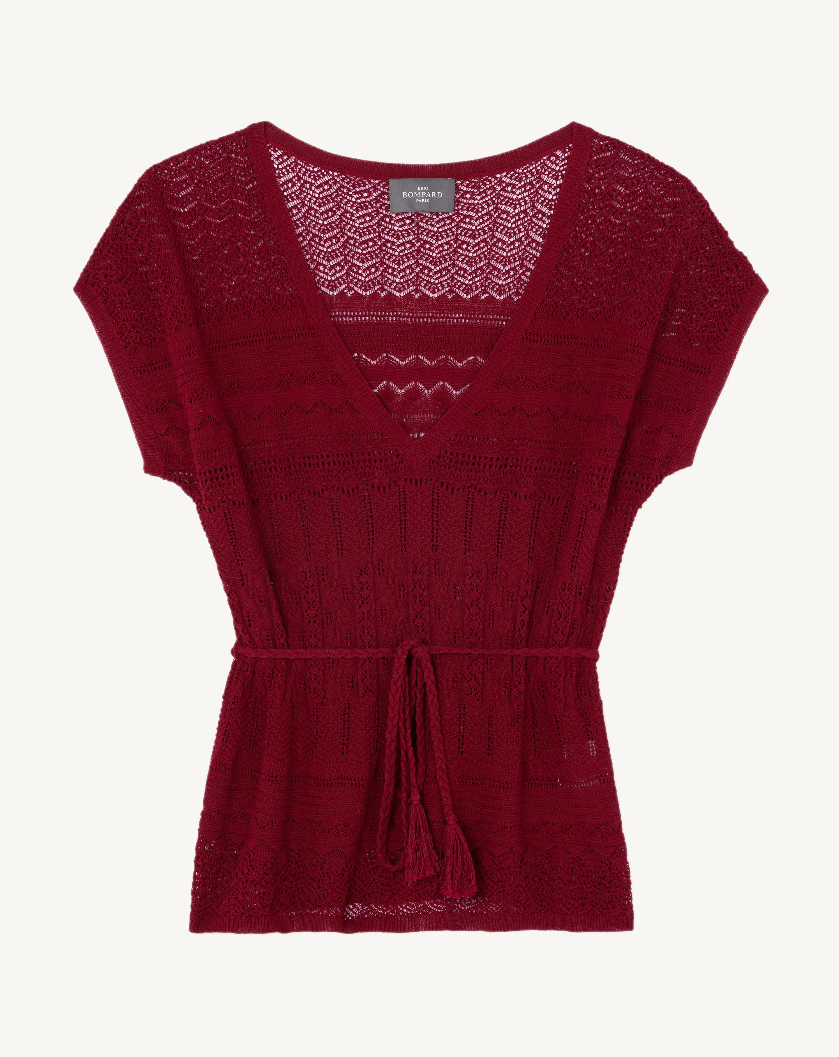 Belted pointelle top Eric Bompard