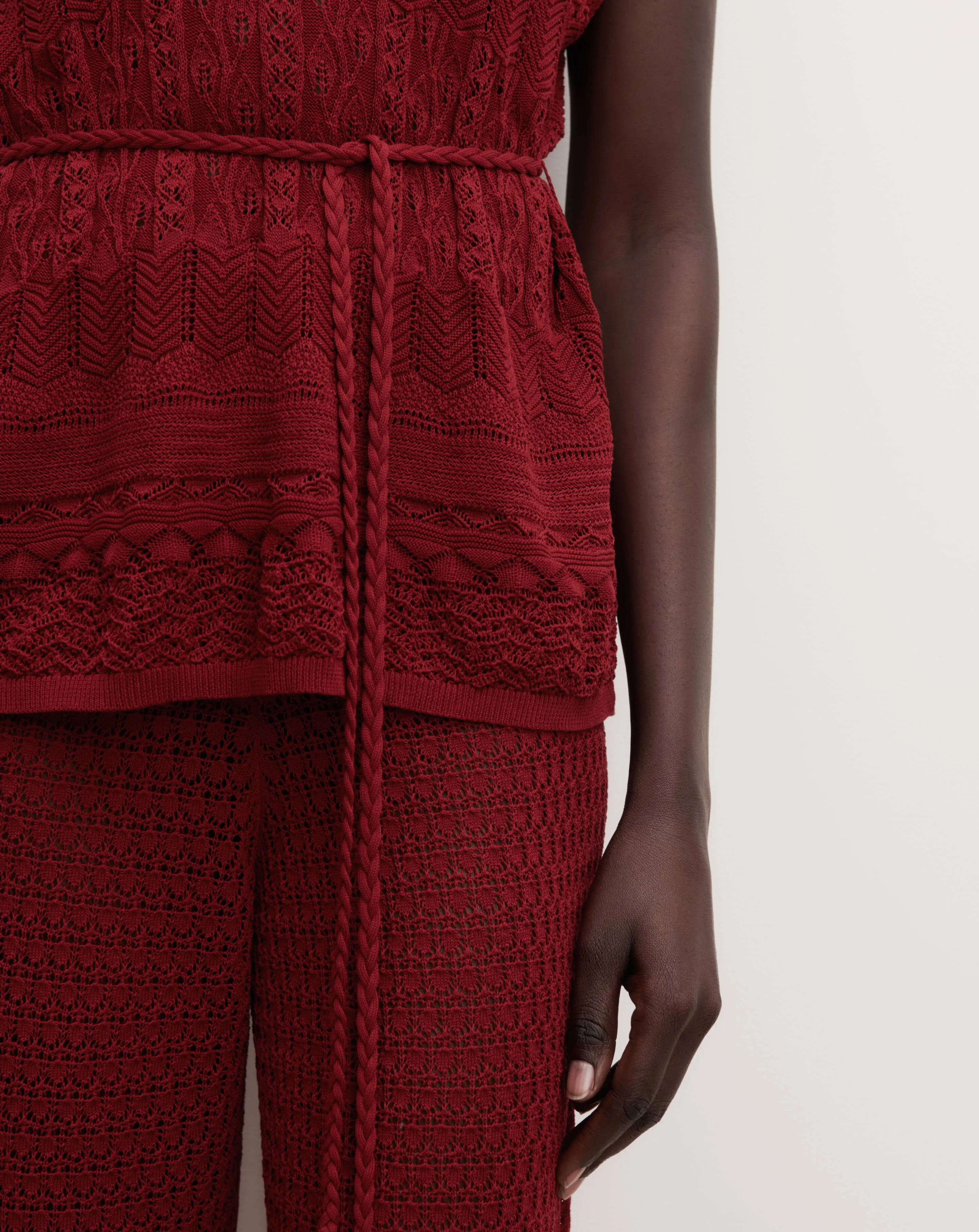 Belted pointelle top Eric Bompard
