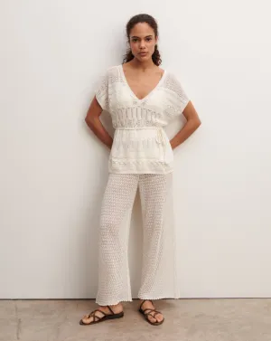 Belted pointelle top Eric Bompard