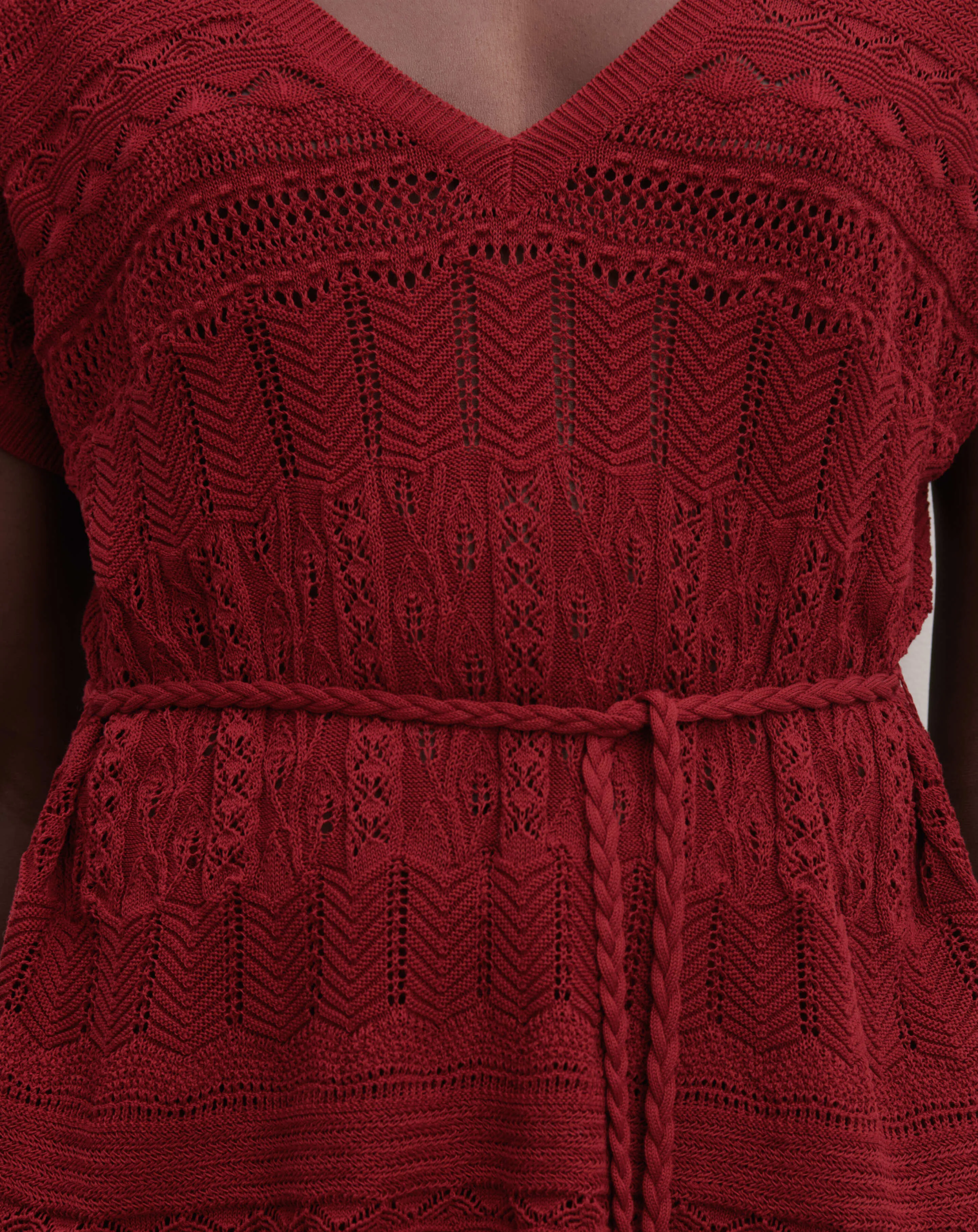 Belted pointelle top Eric Bompard