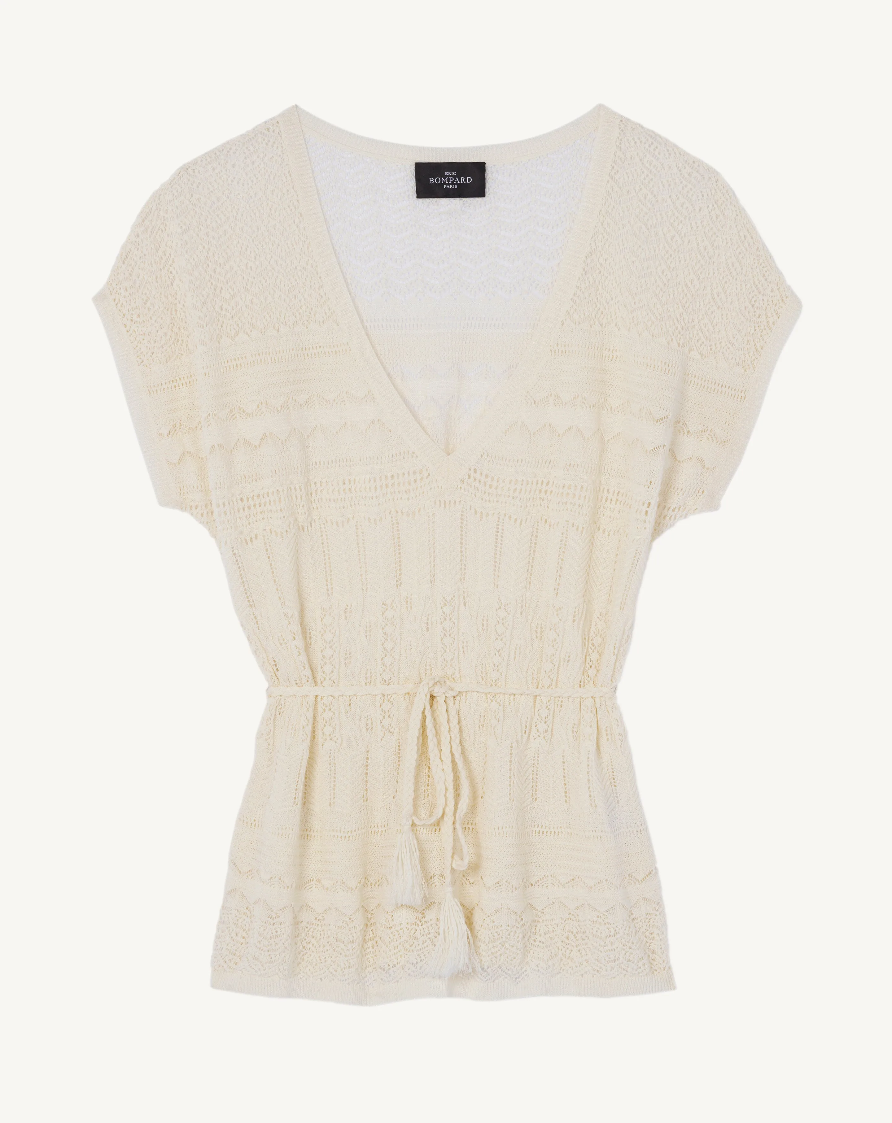 Belted pointelle top Eric Bompard