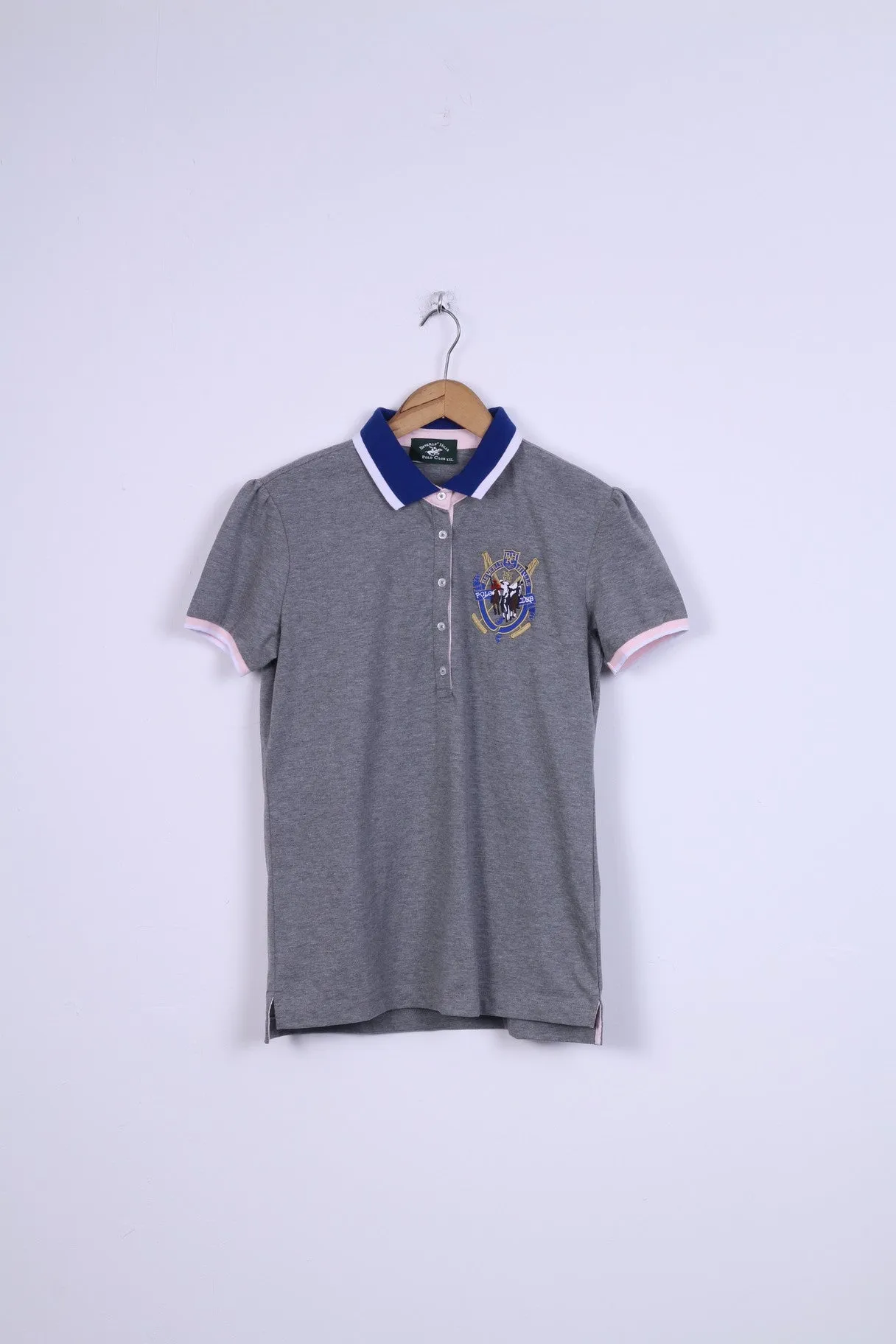 Beverlly Hills Womens XXL Polo Shirt Grey Short Sleeve Cotton