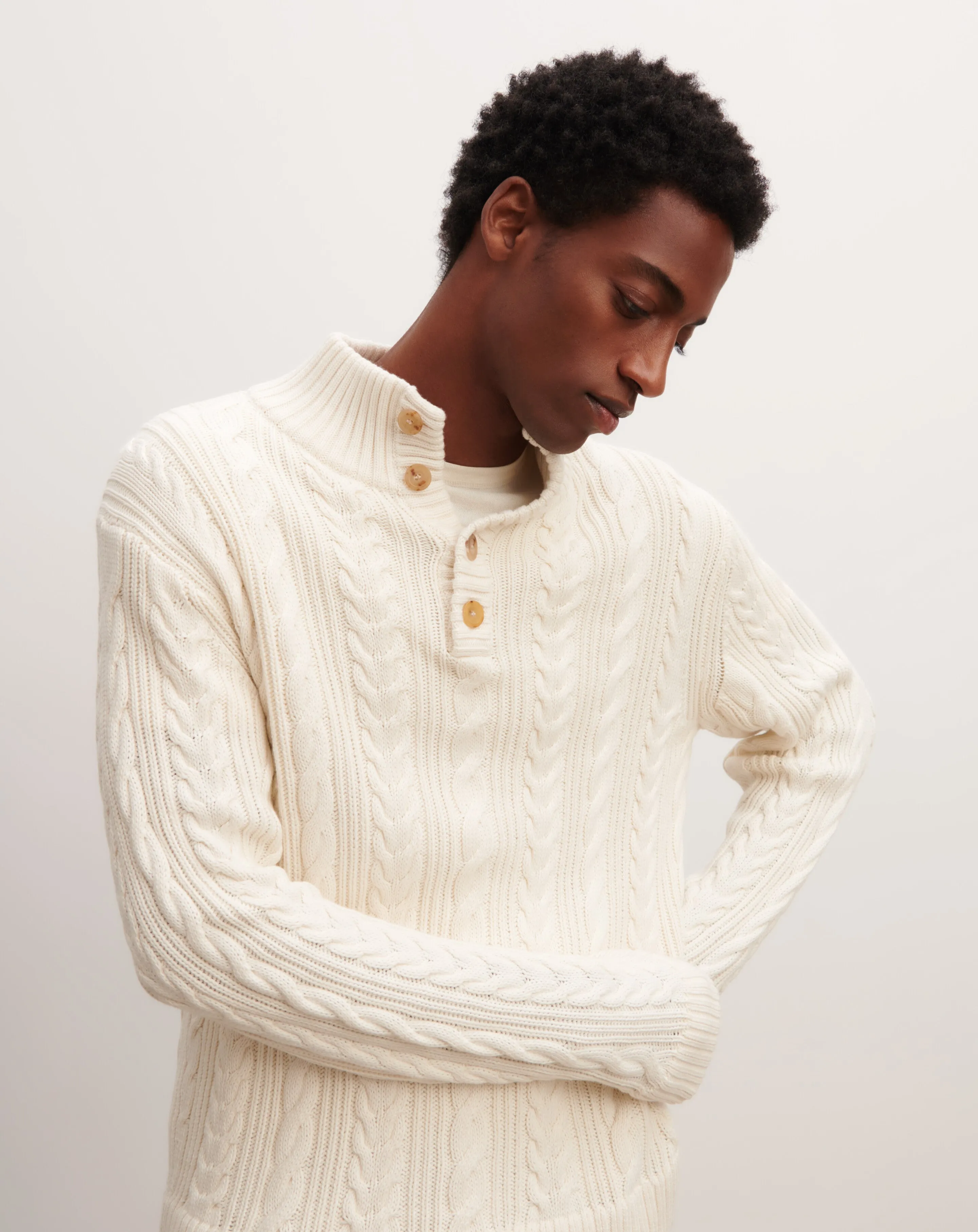 Cable buttoned pullover Eric Bompard