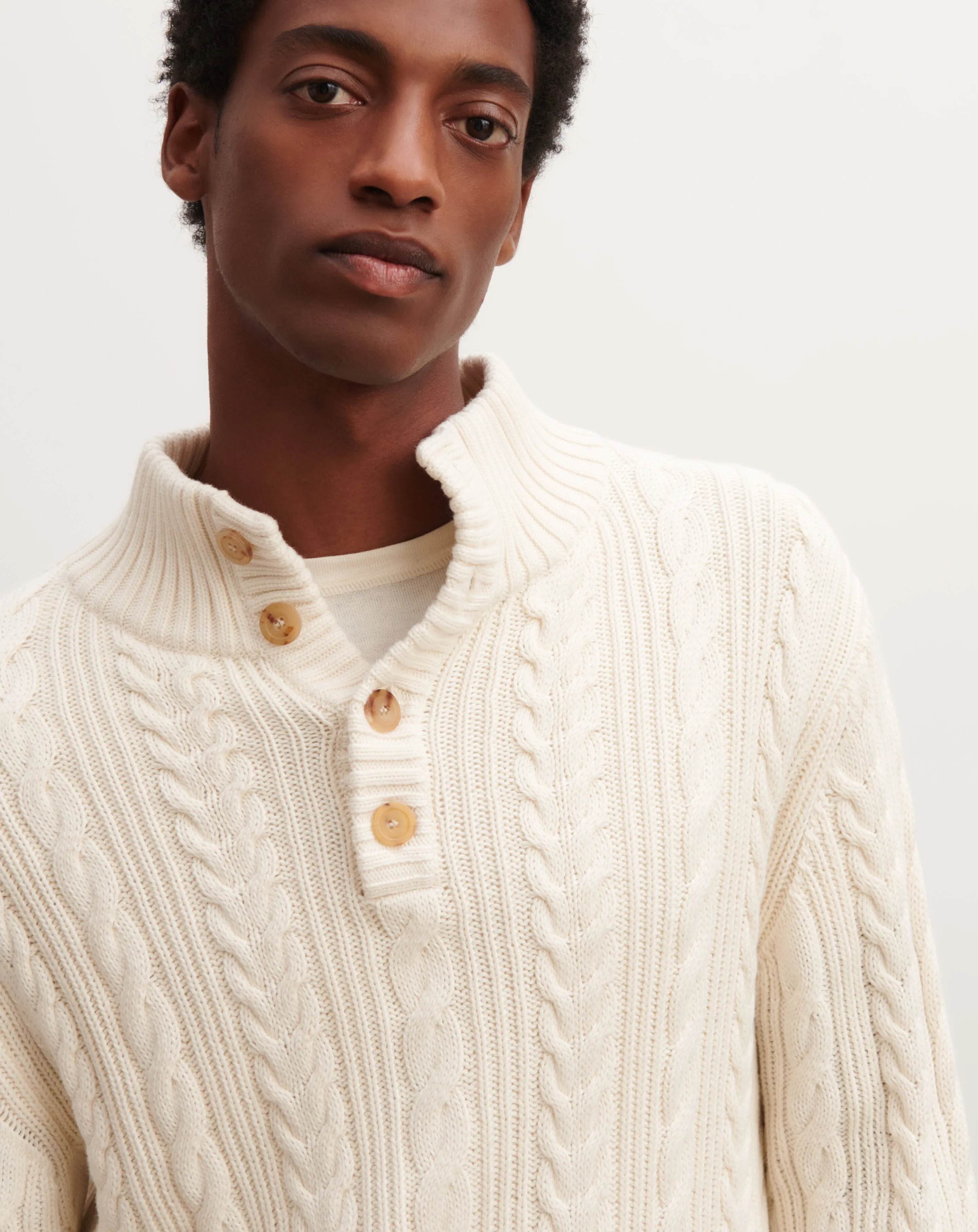 Cable buttoned pullover Eric Bompard