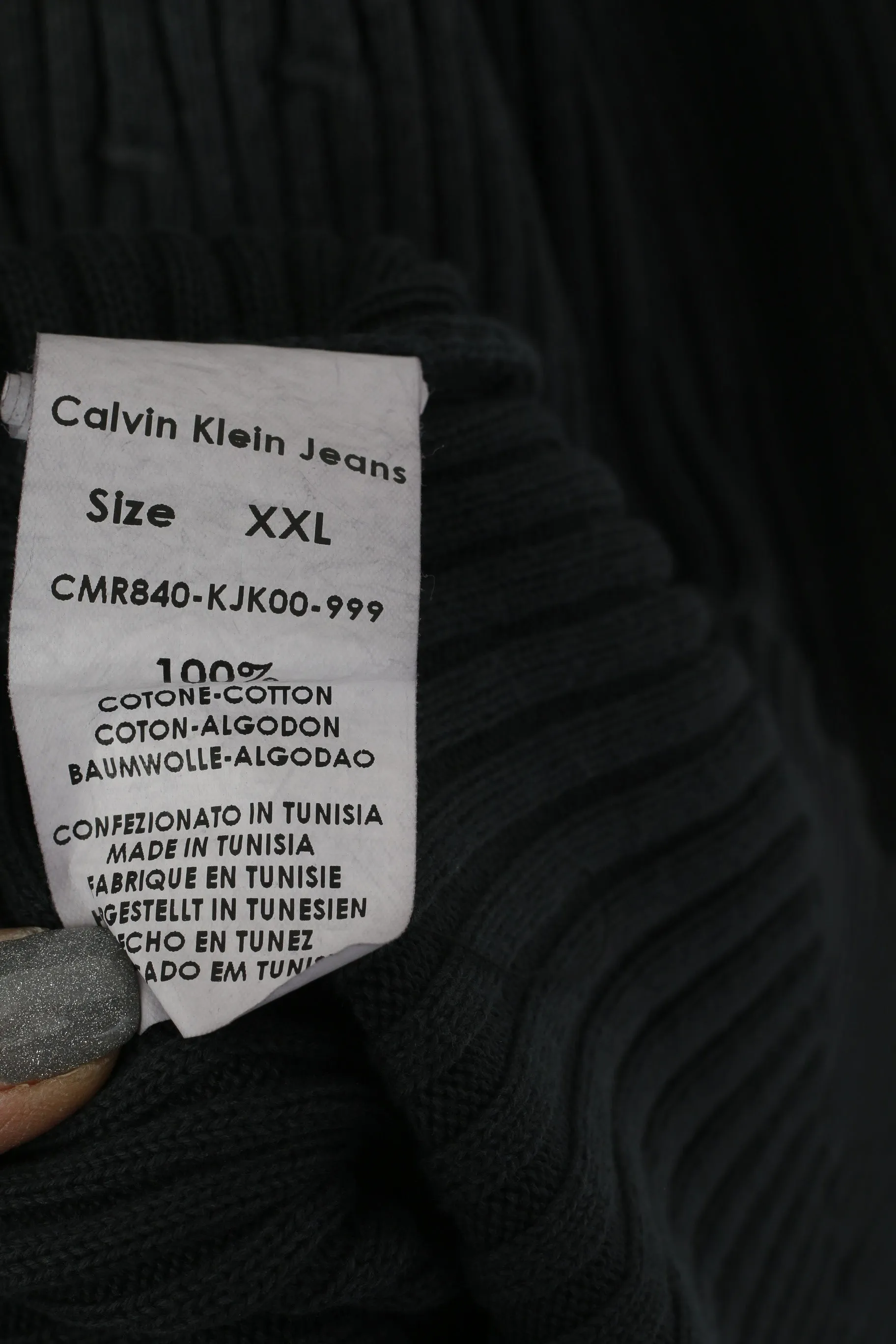 Calvin Klein Jeans Men XXL (XL) Cardigan Gray Faded Vintage Cotton Zip Up Stretch Sweater
