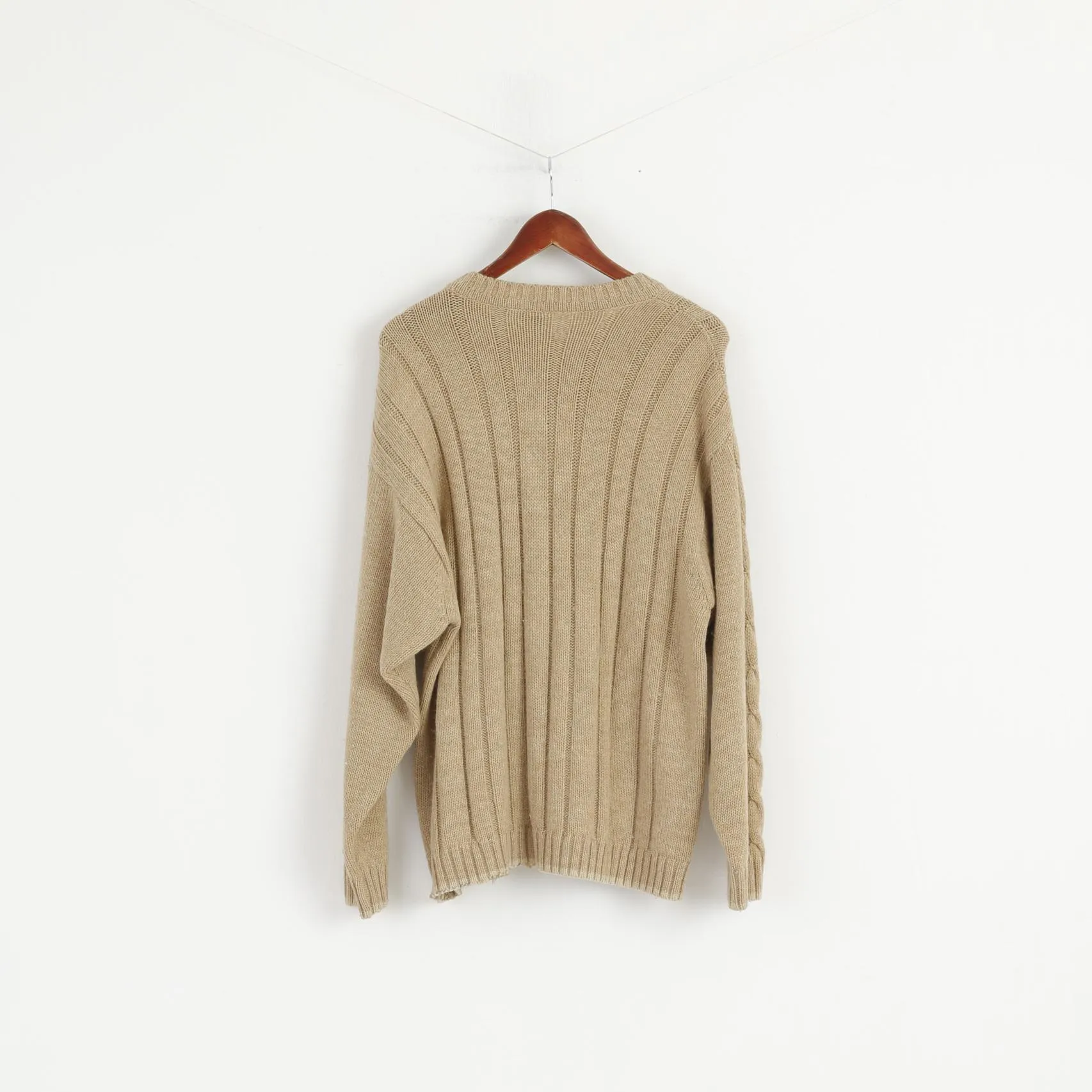 Camel Active Men XL Jumper Brown Wool Acrylic Blend Knit Classic Pullover Sweater
