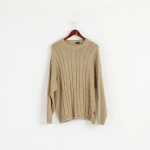 Camel Active Men XL Jumper Brown Wool Acrylic Blend Knit Classic Pullover Sweater