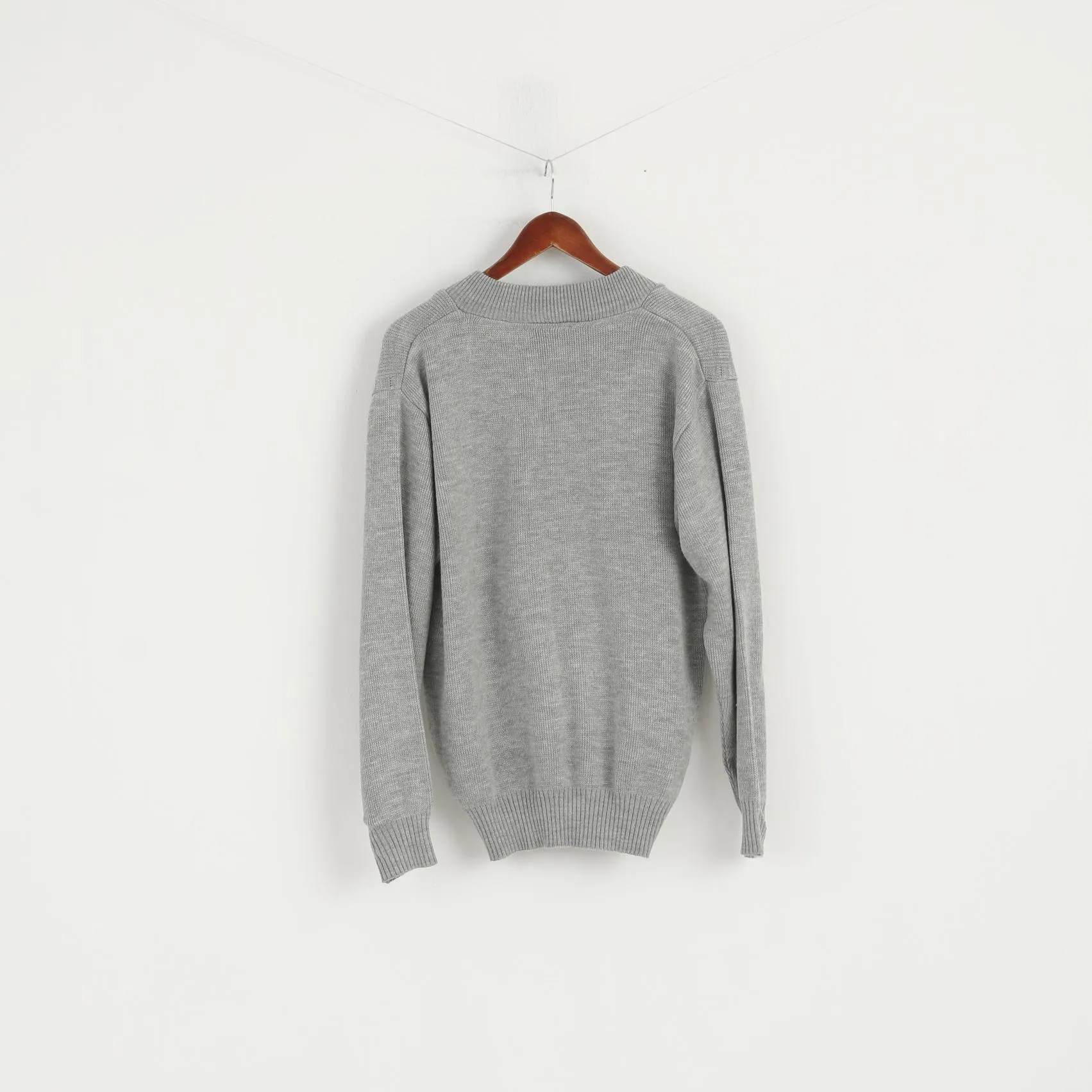 Cavalli Men M Sweater Grey Knit Full Zipper Cardigan Classic Wool Two Pockets Jumper