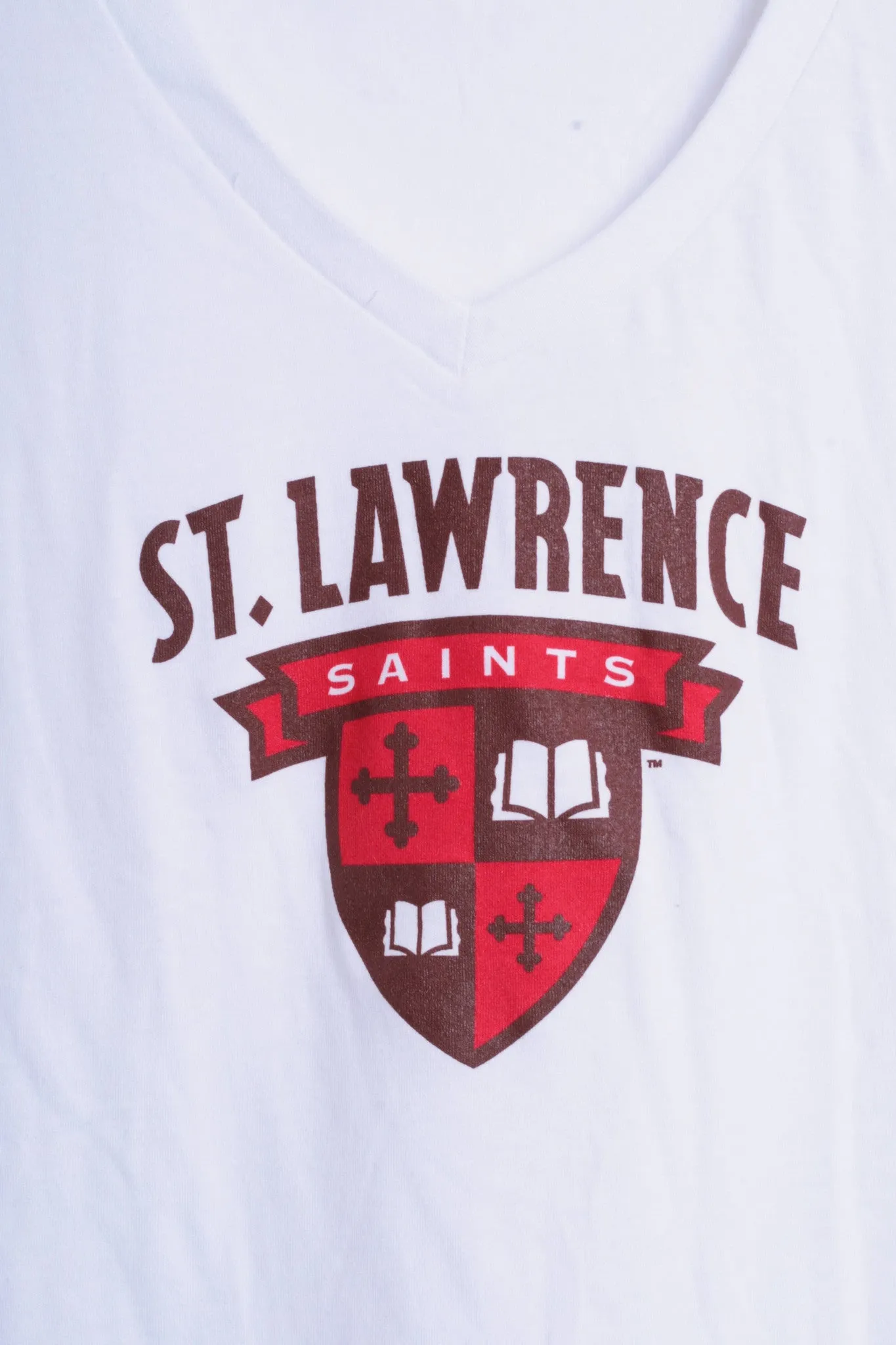 Champion St. Lawrence Saints Womens XS Shirt Blouse V Neck White Cotton