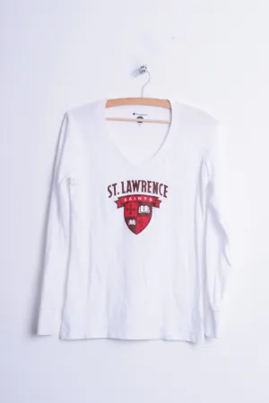 Champion St. Lawrence Saints Womens XS Shirt Blouse V Neck White Cotton