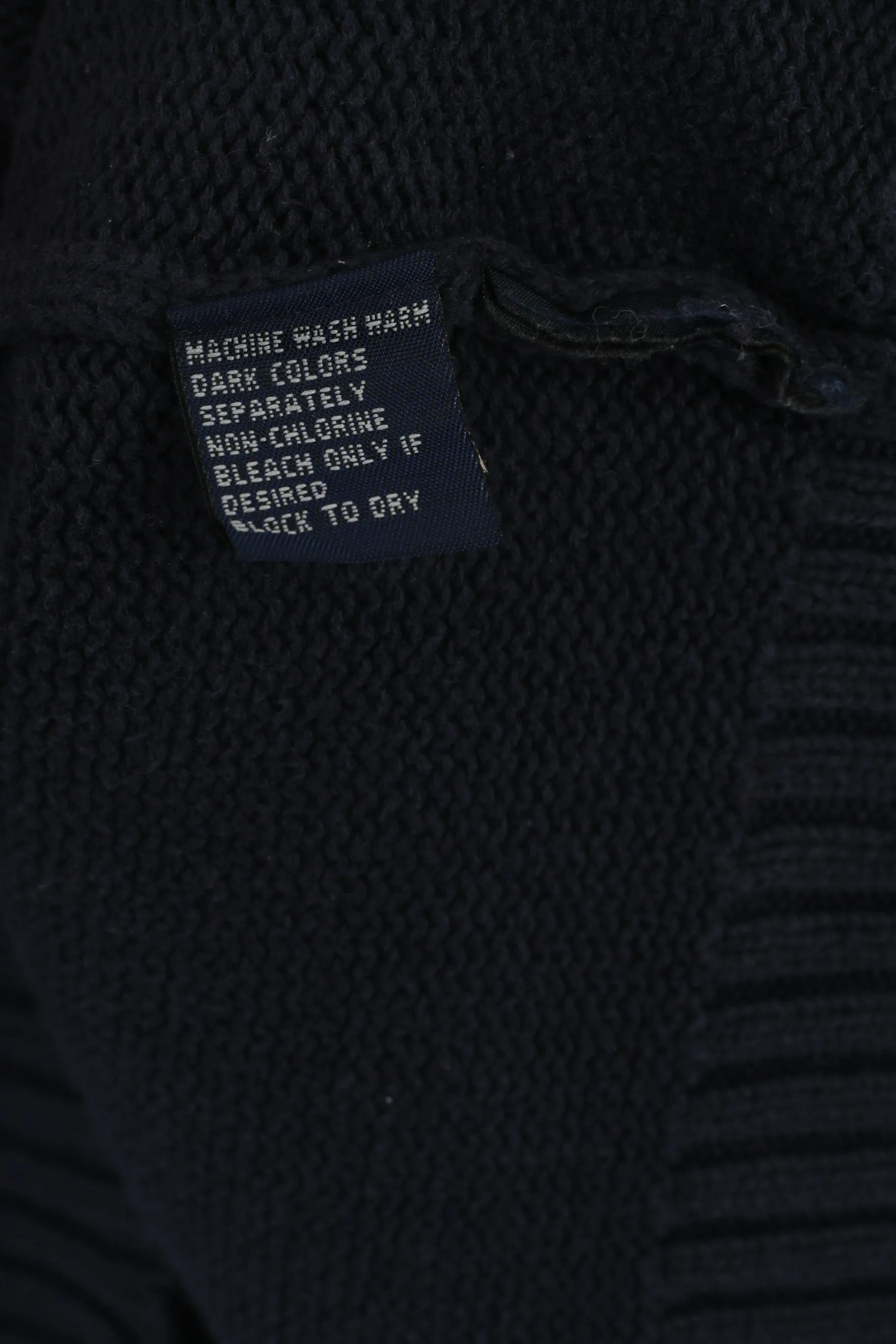 Chaps Ralph Lauren Men L Jumper Navy Cotton Vintage Hand Framed Crew Neck Sweater