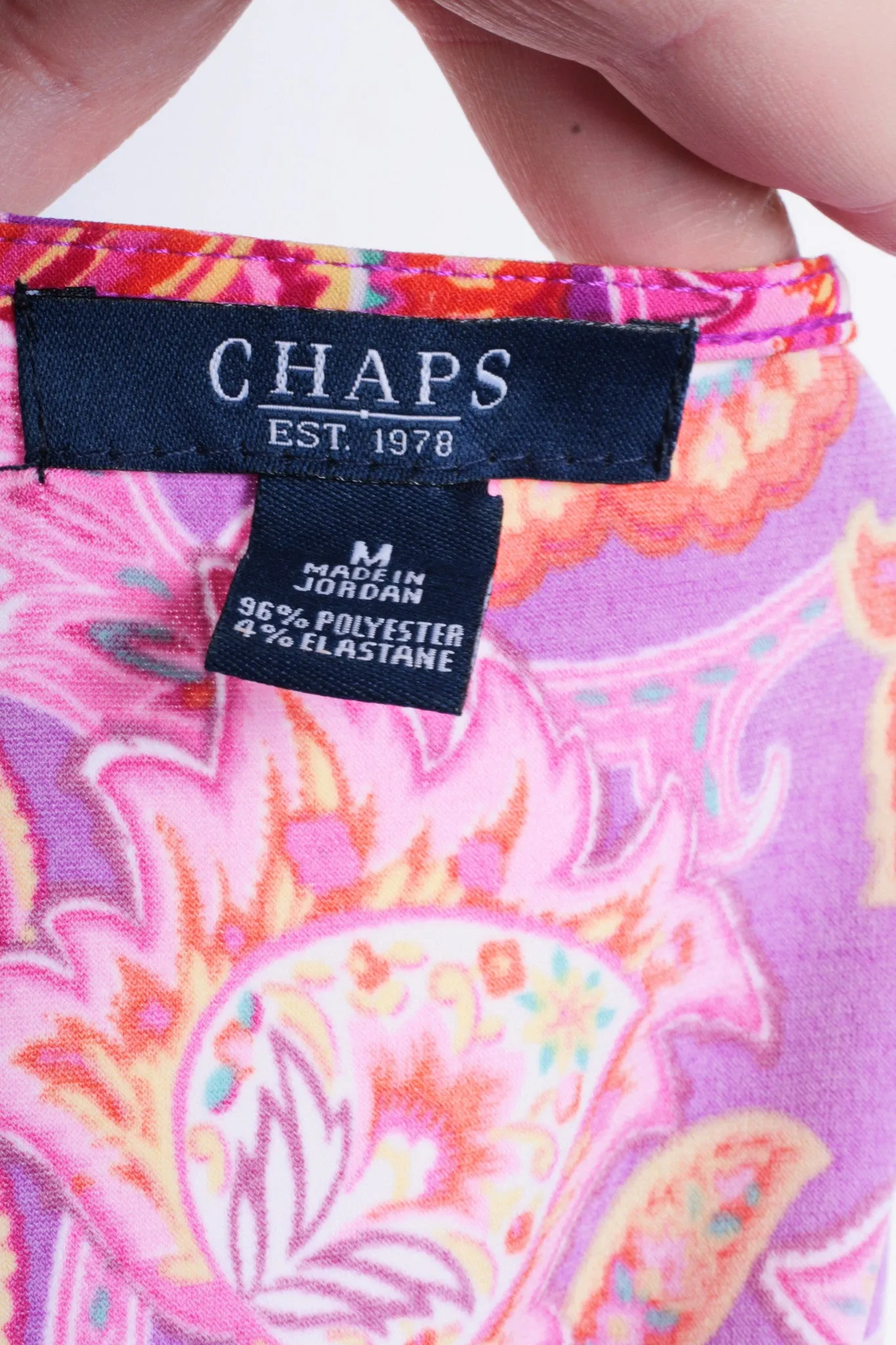 Chaps Womens M Blouse Shirt Flowers Multi Colour