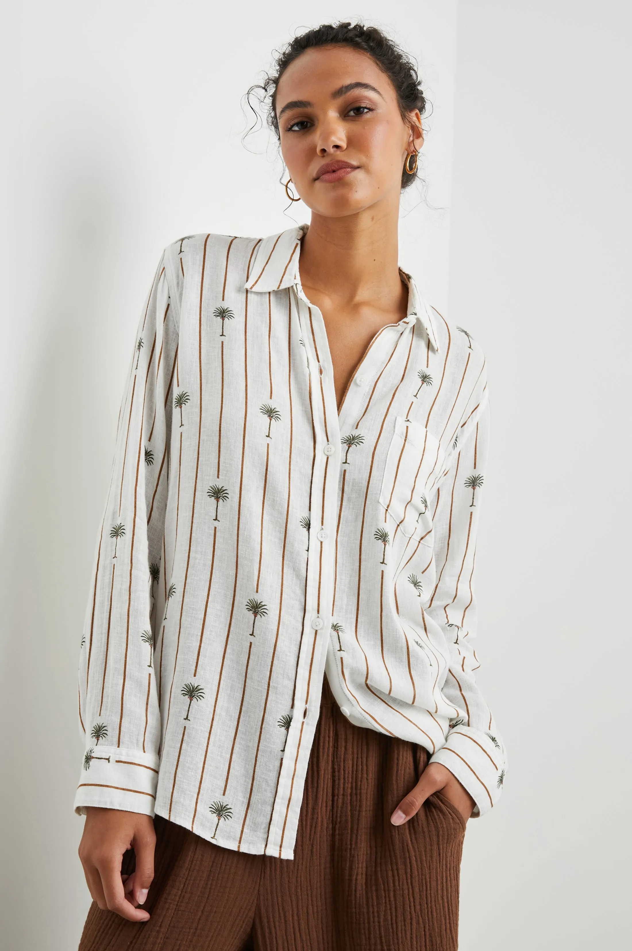 CHARLI SHIRT - STRIPE PALMS Rails
