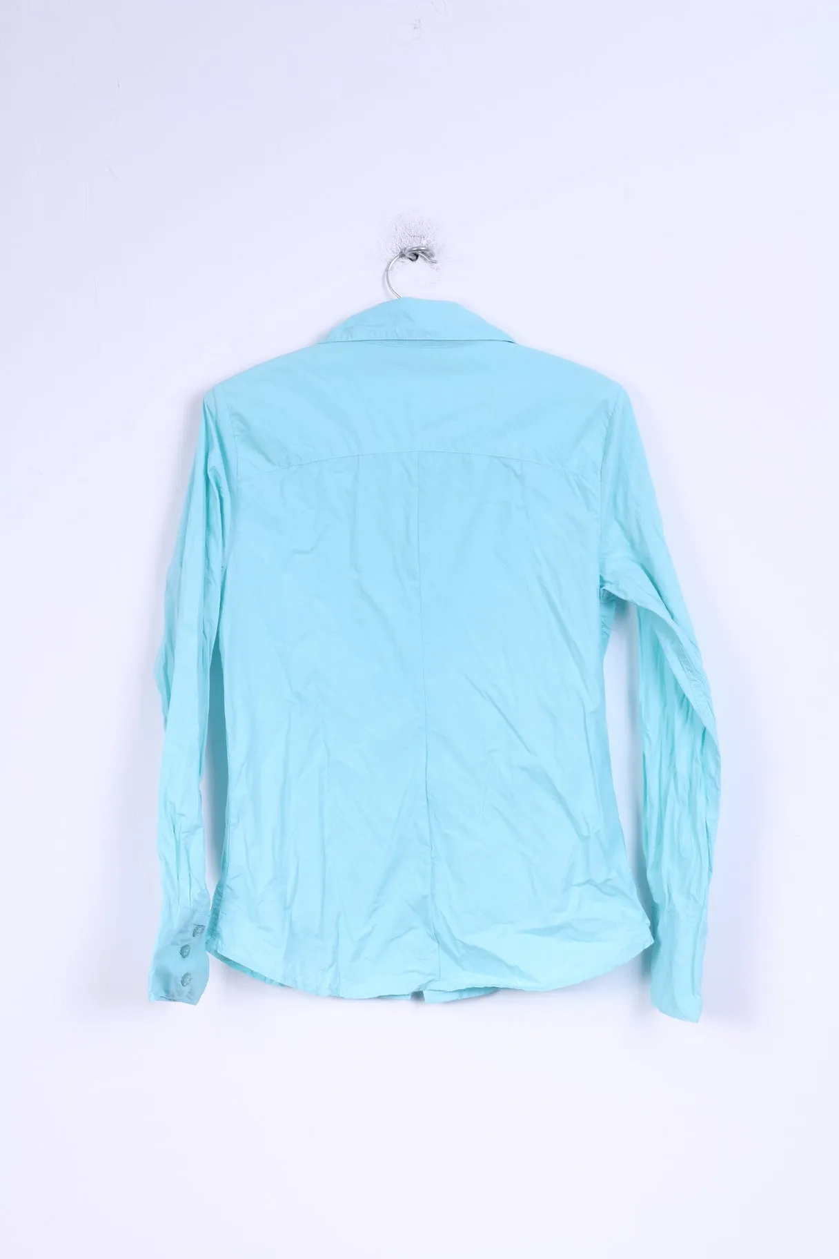 Chiemsee Womens M Casual Shirt Turquoise Cotton Detailed Buttons Long Sleeve