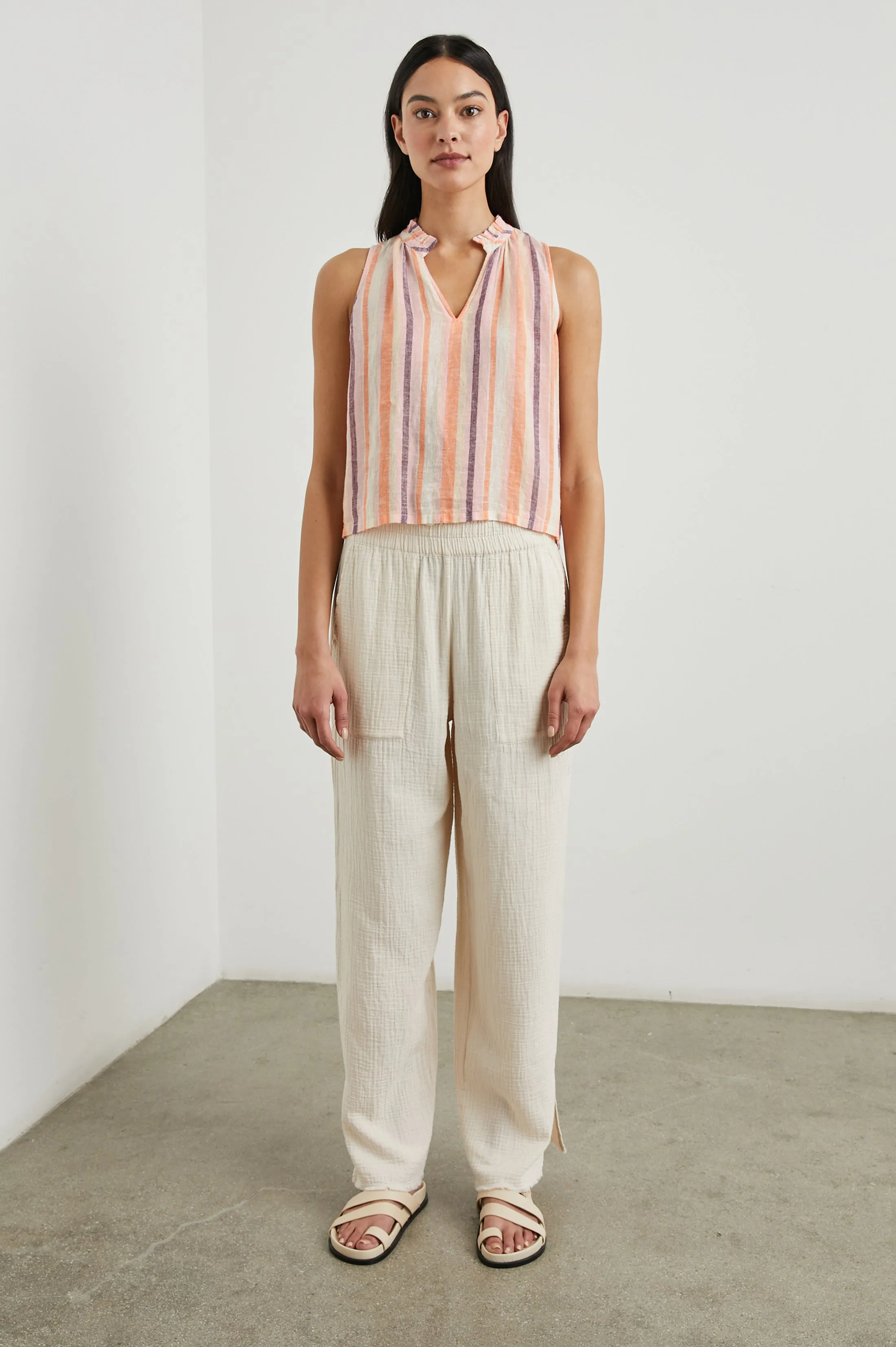CHRISTY TOP - PAPAYA STRIPE Rails
