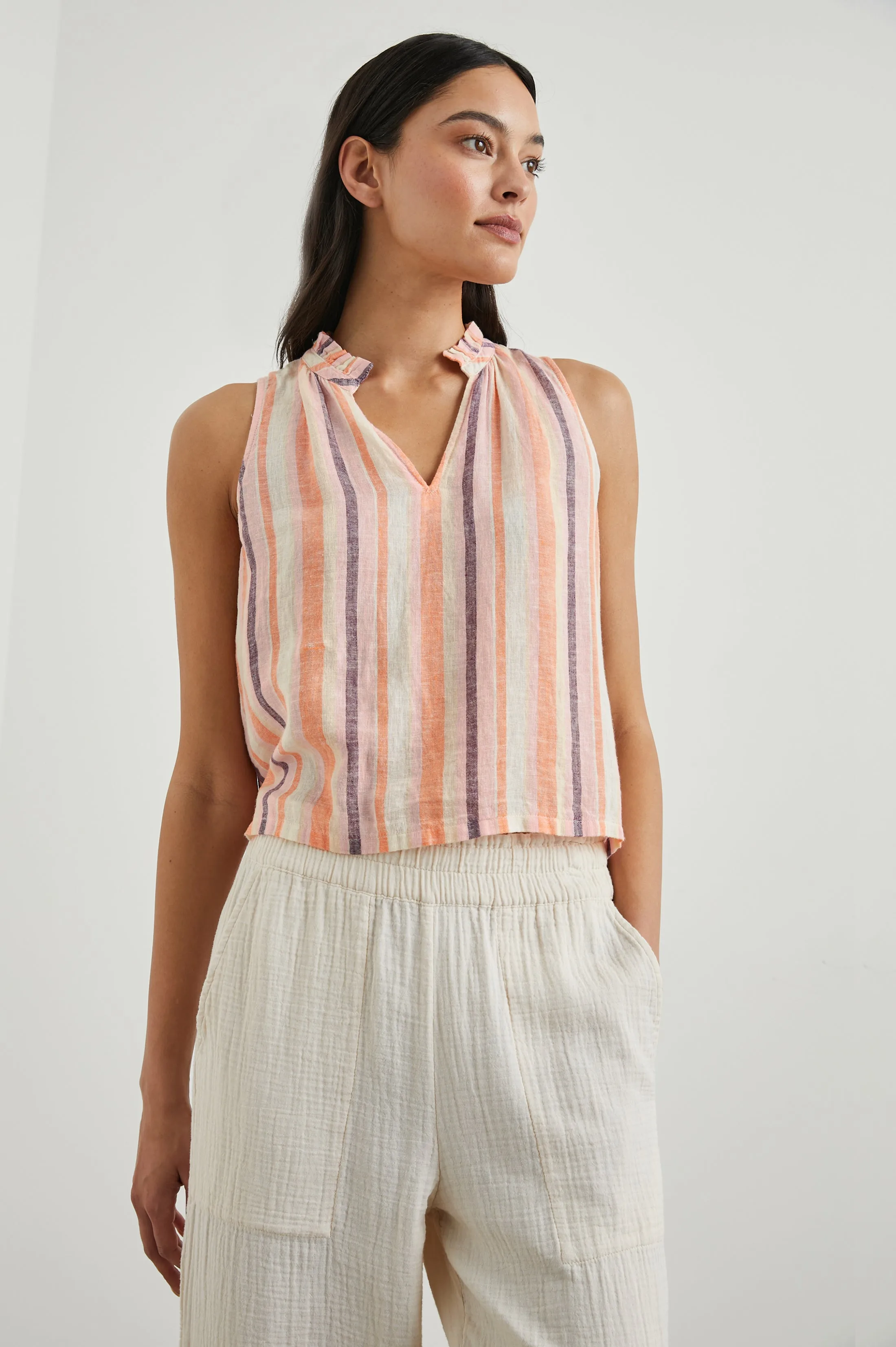 CHRISTY TOP - PAPAYA STRIPE Rails