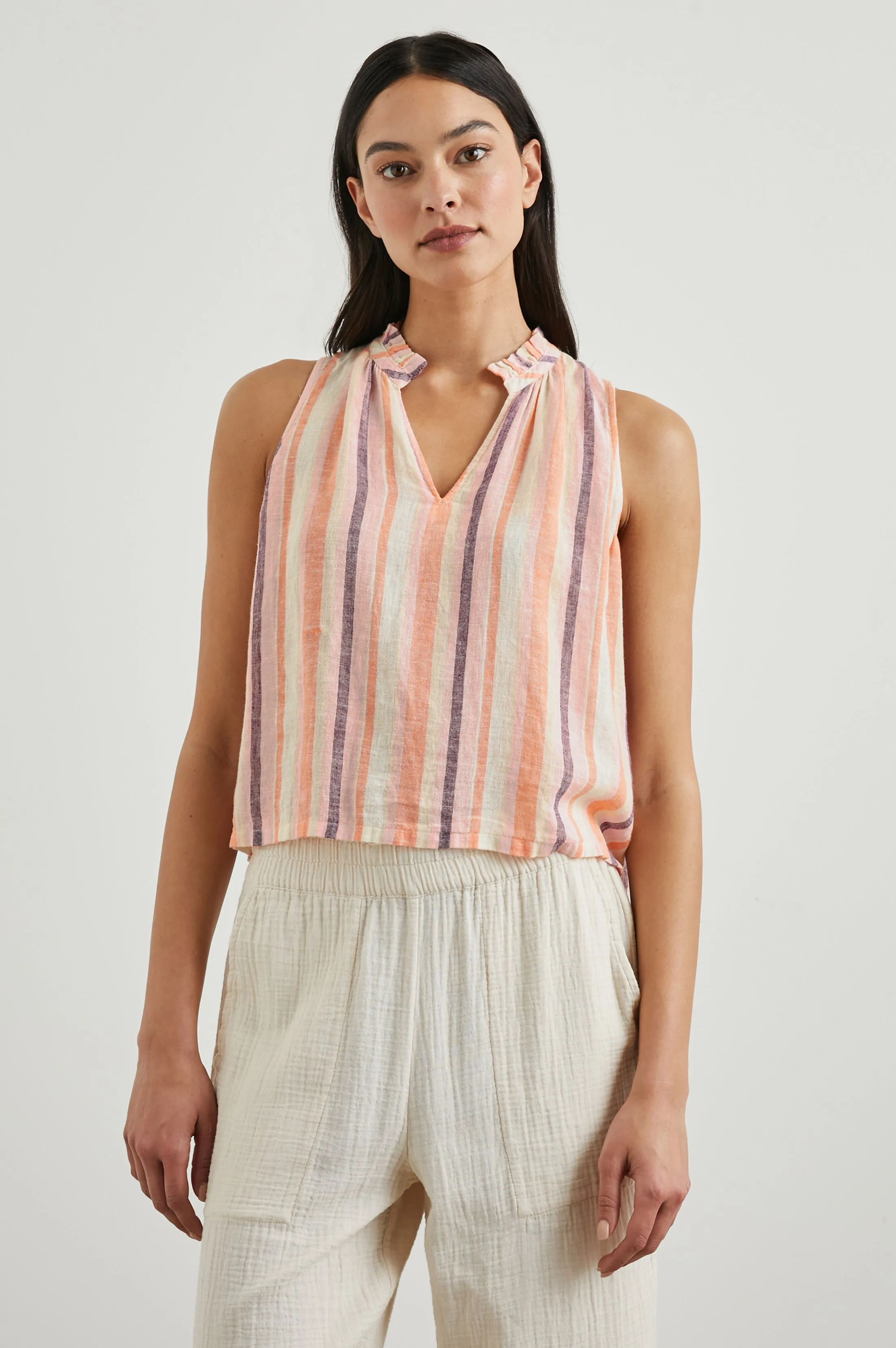 CHRISTY TOP - PAPAYA STRIPE Rails