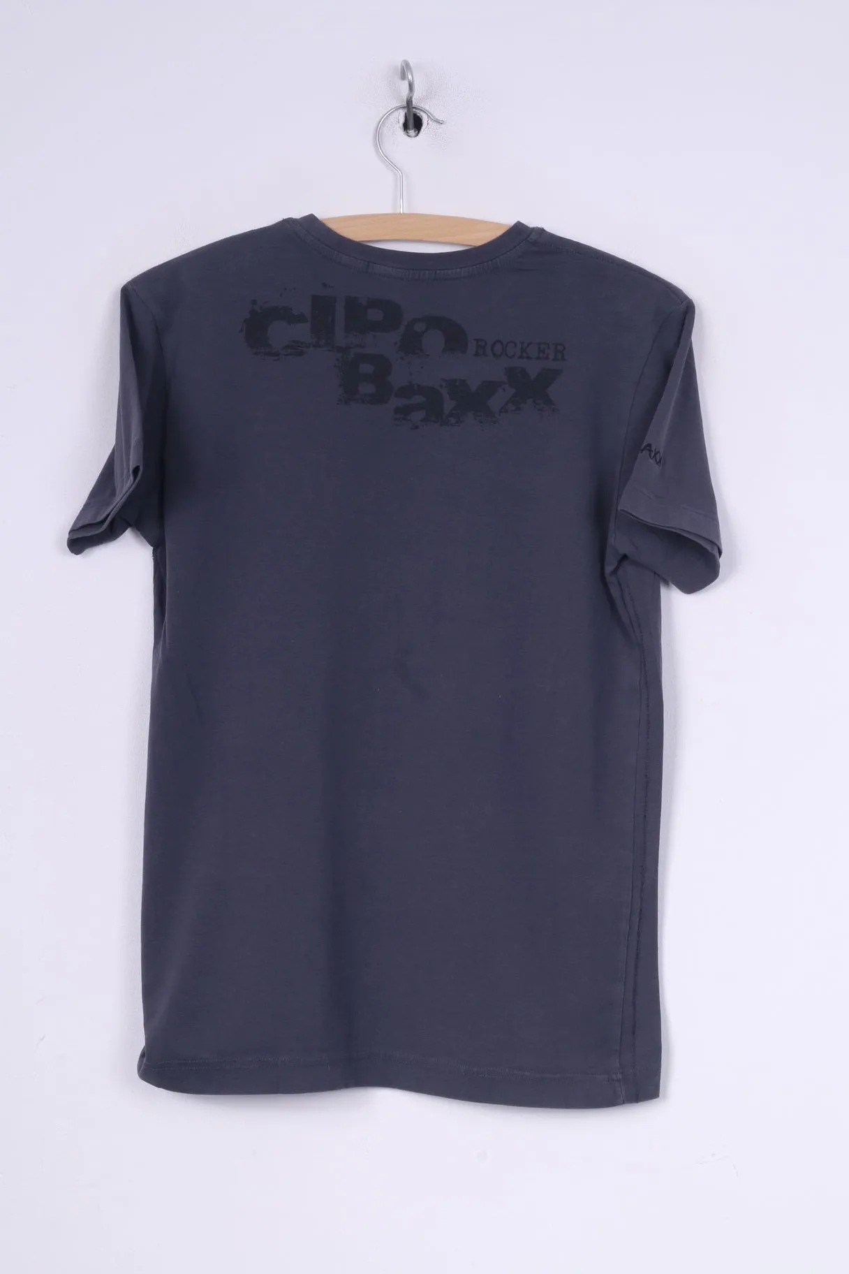 Cipo&Baxx Womens L Graphic T-Shirt Crew Neck Grey Rock Is Back Cotton Summer Top