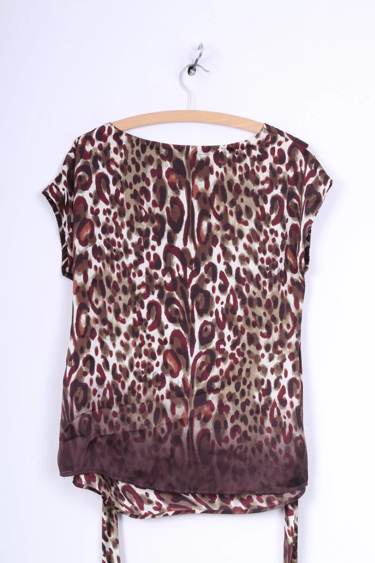 Clements Ribeiro Portobello Womens M 12 38 Shirt Tunic Blouse Animal Leopard Print Sleeveless Brown