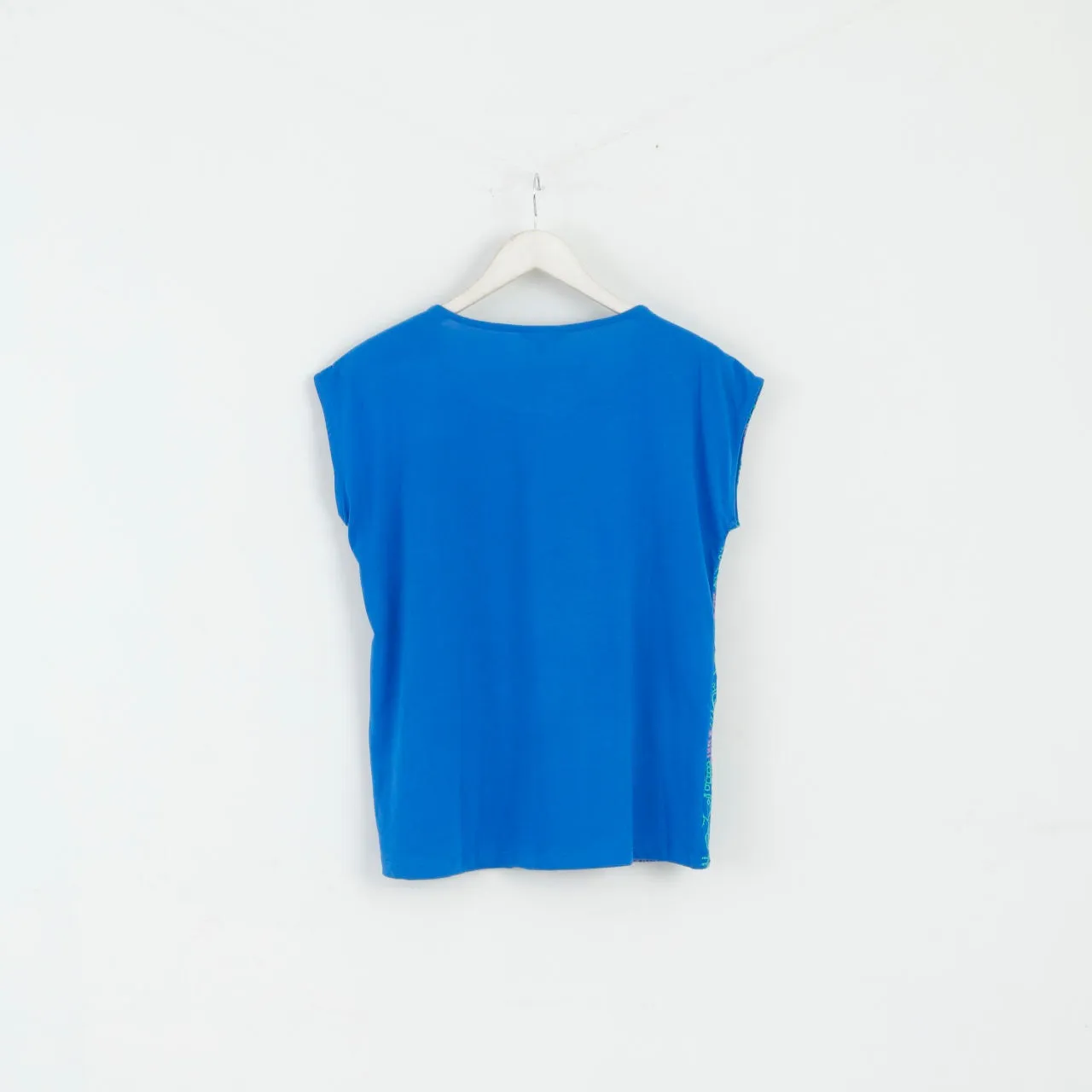 CORTEFIEL Womens M Shirt Blue Emroidered Cotton Crew Neck Top