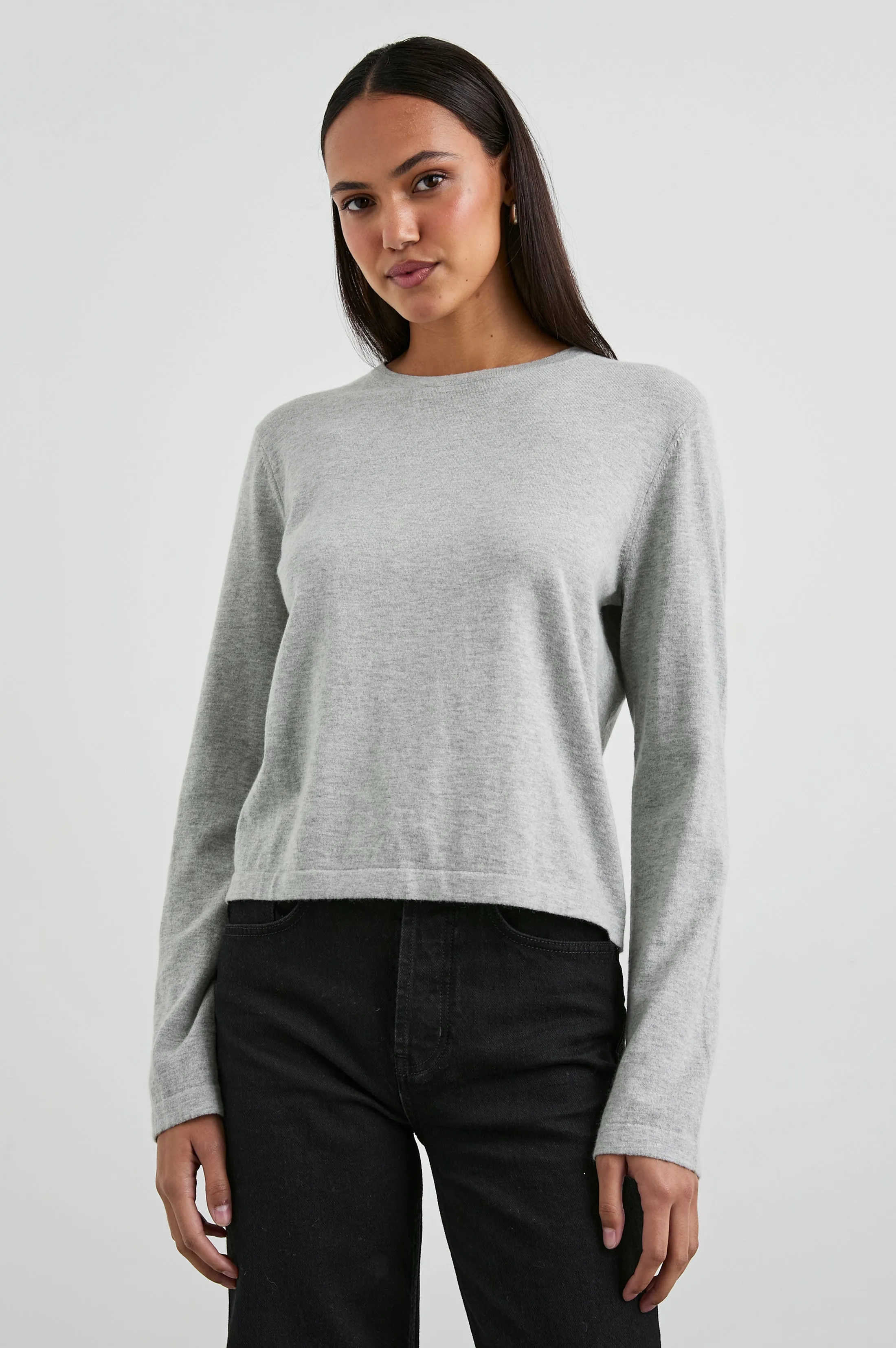 COTTON CASHMERE LONG SLEEVE T-SHIRT - HEATHER GREY Rails