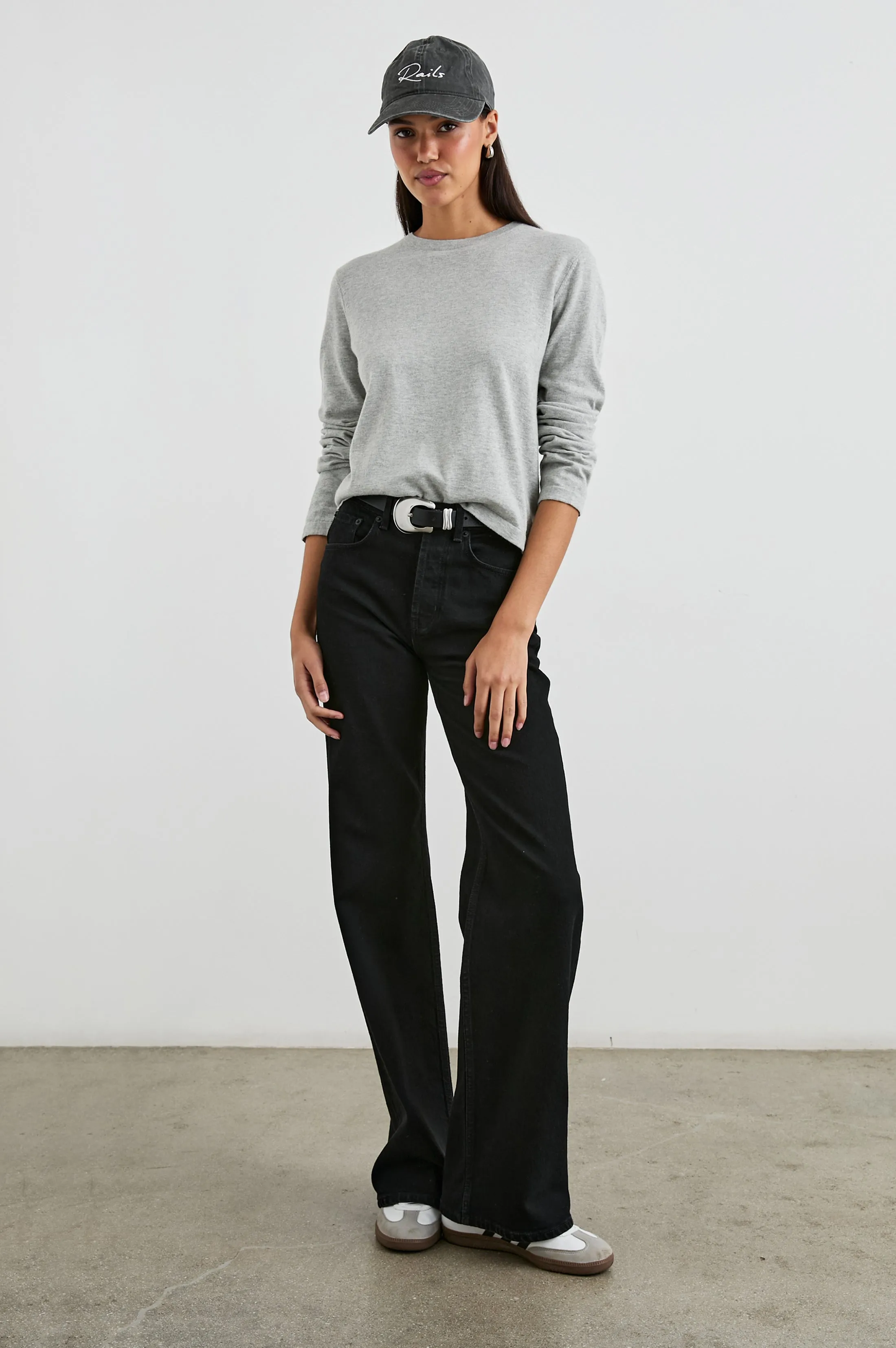 COTTON CASHMERE LONG SLEEVE T-SHIRT - HEATHER GREY Rails