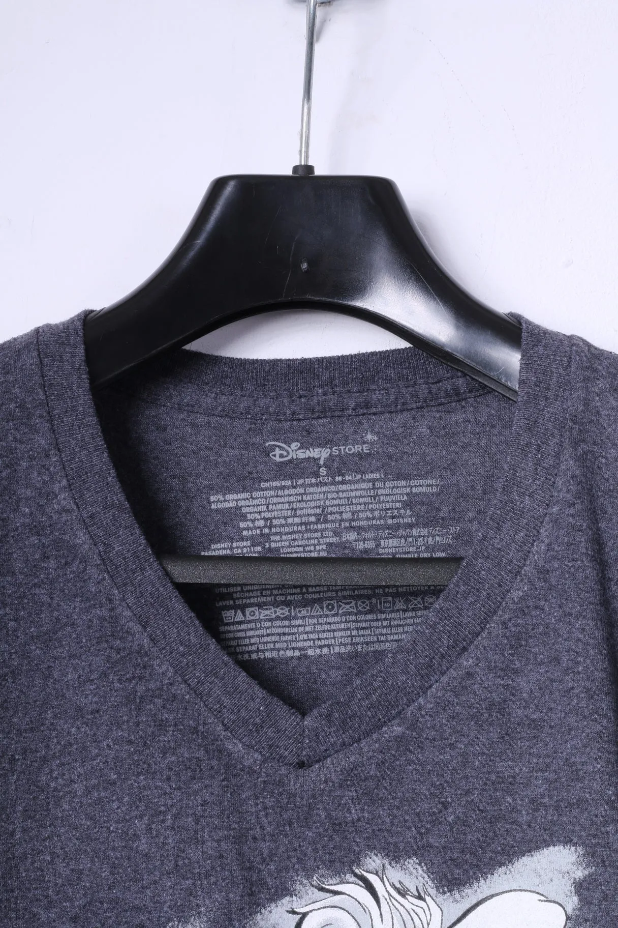 Disney Store Womens S T-Shirt Grey Cotton Graphic Black Characters Top