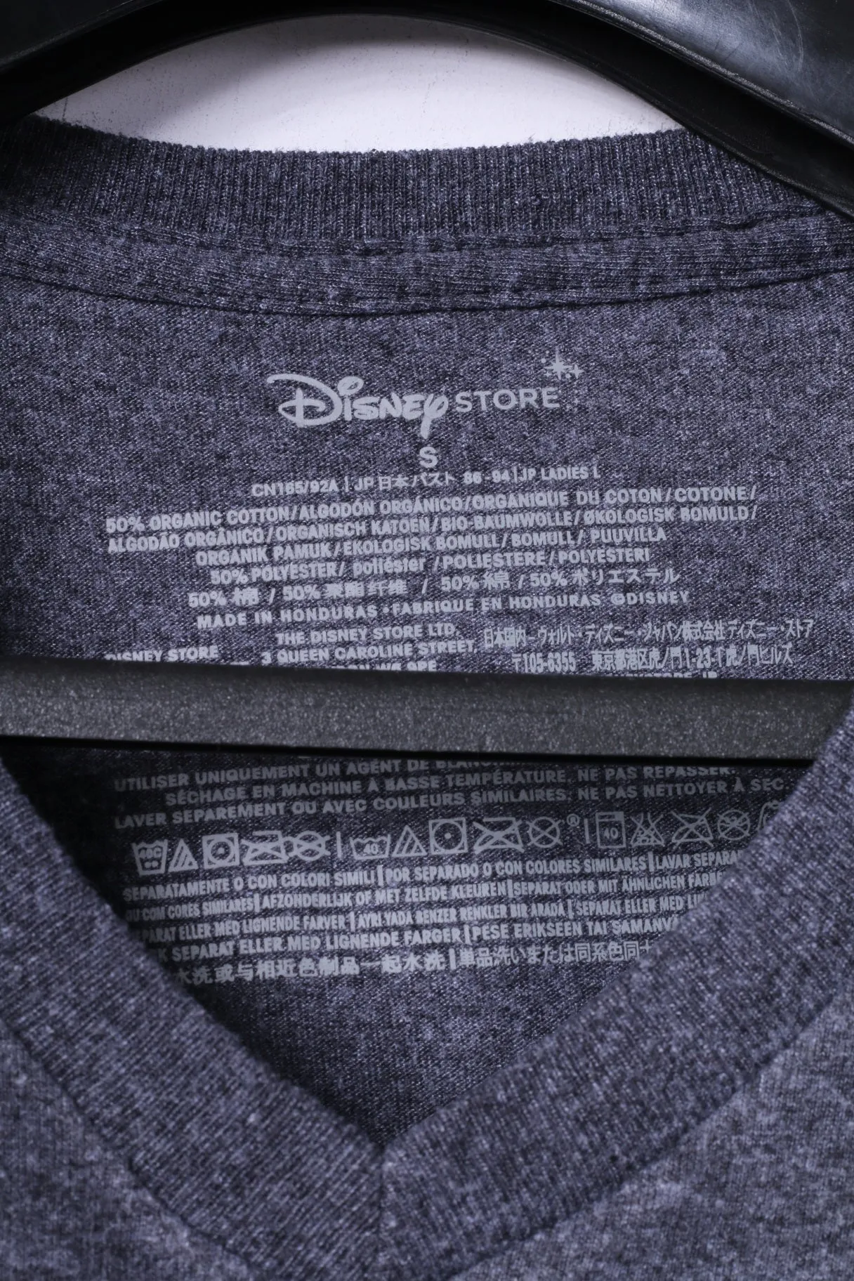 Disney Store Womens S T-Shirt Grey Cotton Graphic Black Characters Top