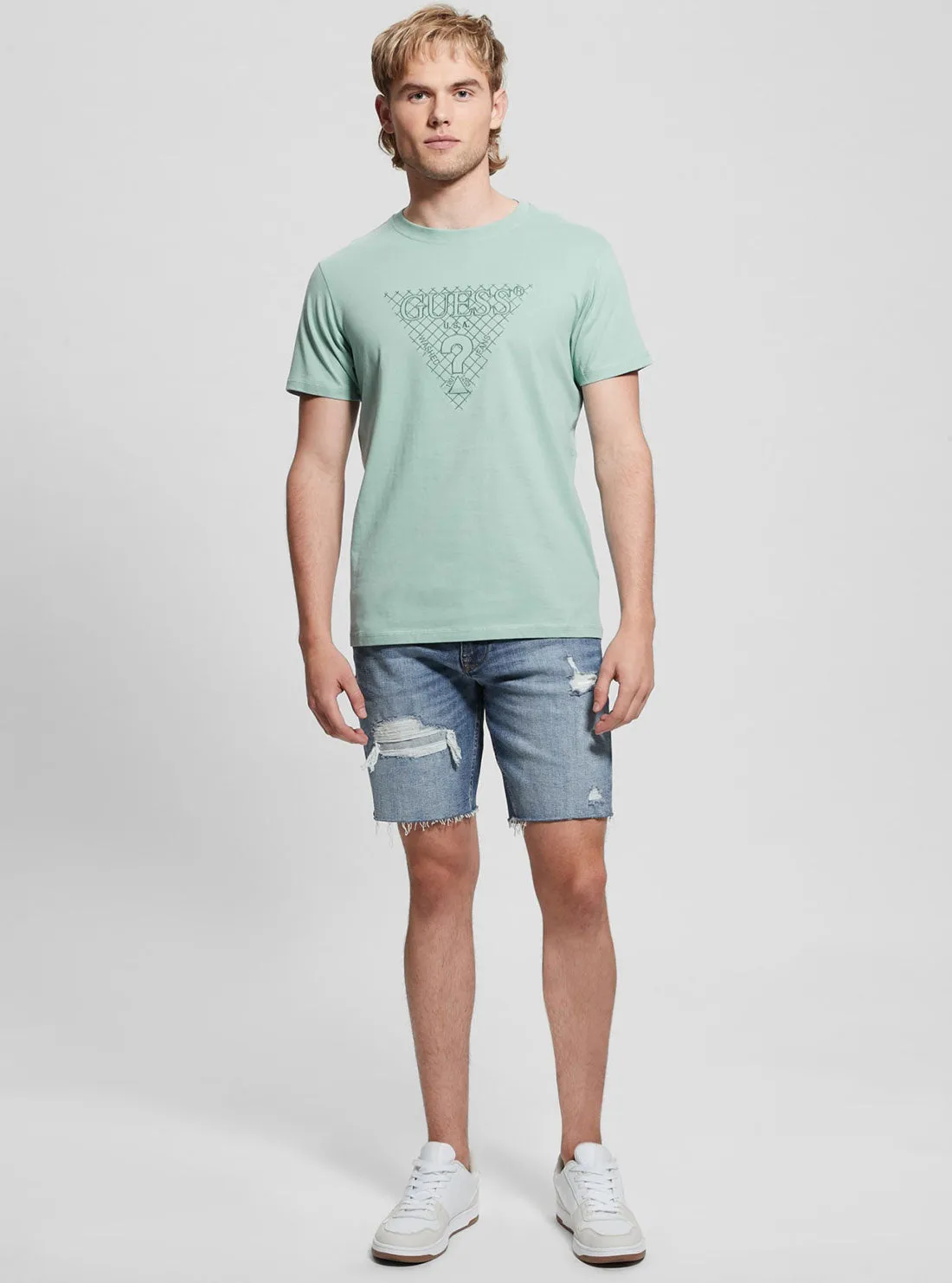 Eco Green Triangle Embroidered T-Shirt Guess