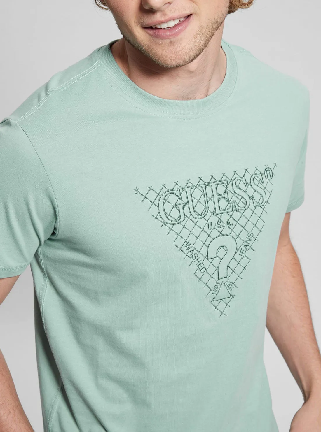 Eco Green Triangle Embroidered T-Shirt Guess
