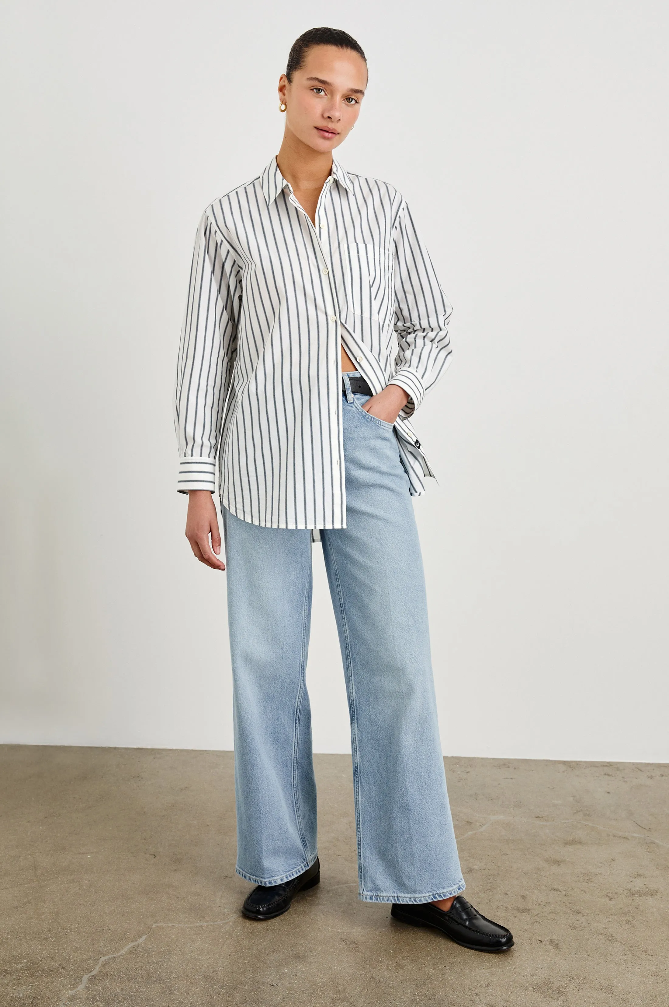 ELSA SHIRT - CHALK SLATE STRIPE Rails
