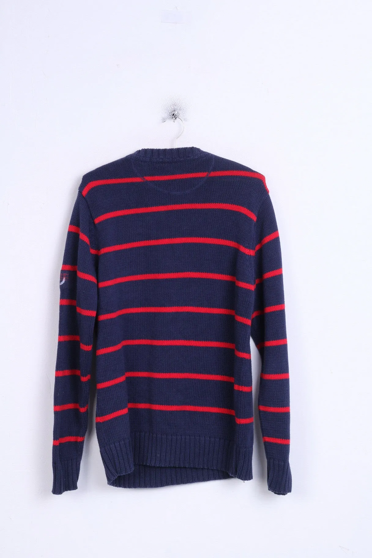 Etirel Campus Sportswear Mens L Jumper Crew Neck Striped Navy Cotton