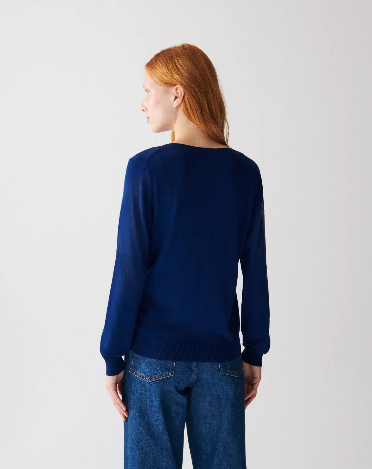 Extrafine cotton and cashmere V-neck jumper Eric Bompard