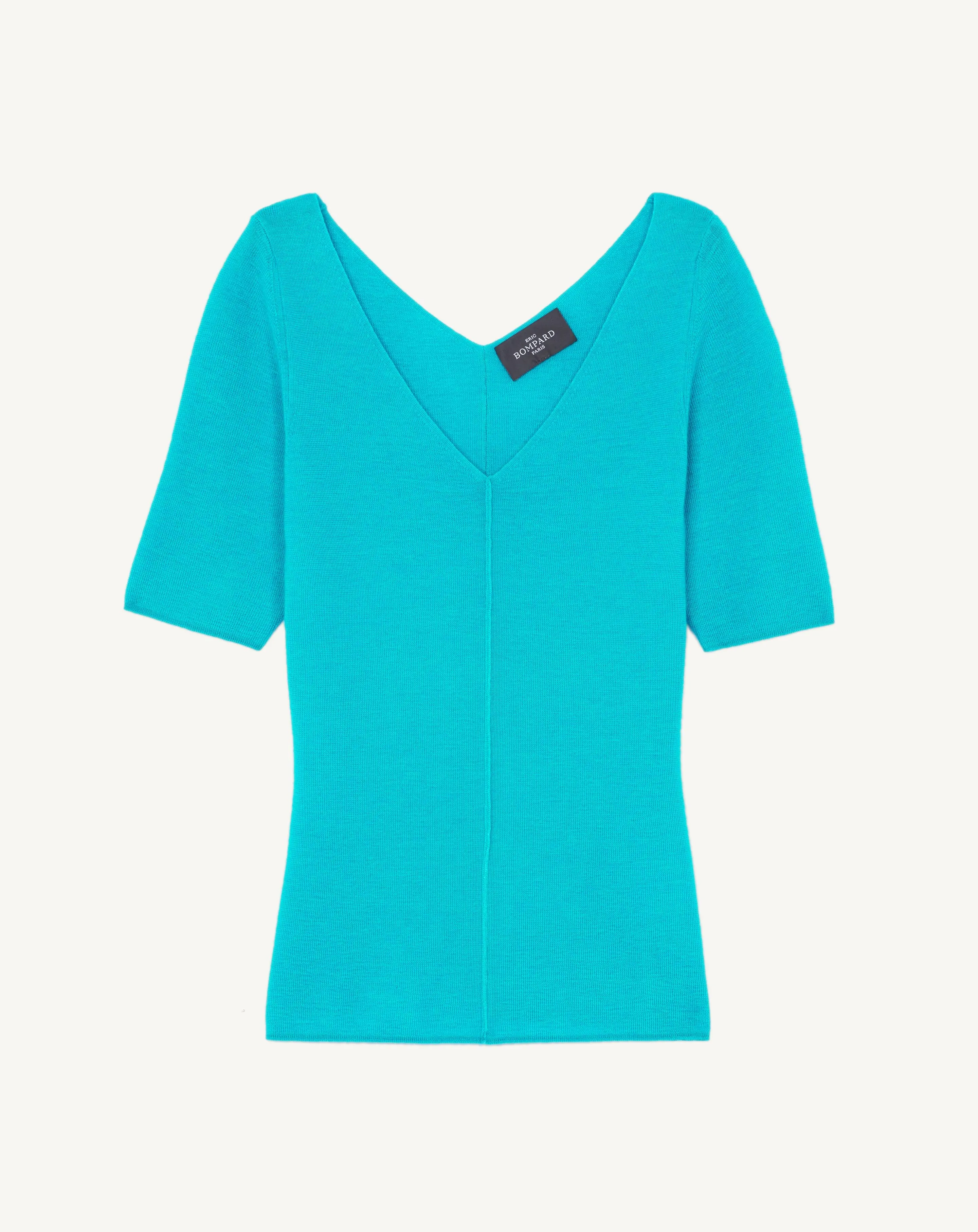 Extrafine short-sleeved V-neck jumper Eric Bompard