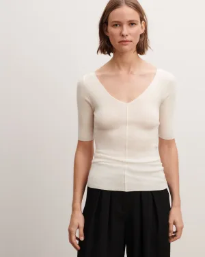 Extrafine short-sleeved V-neck jumper Eric Bompard